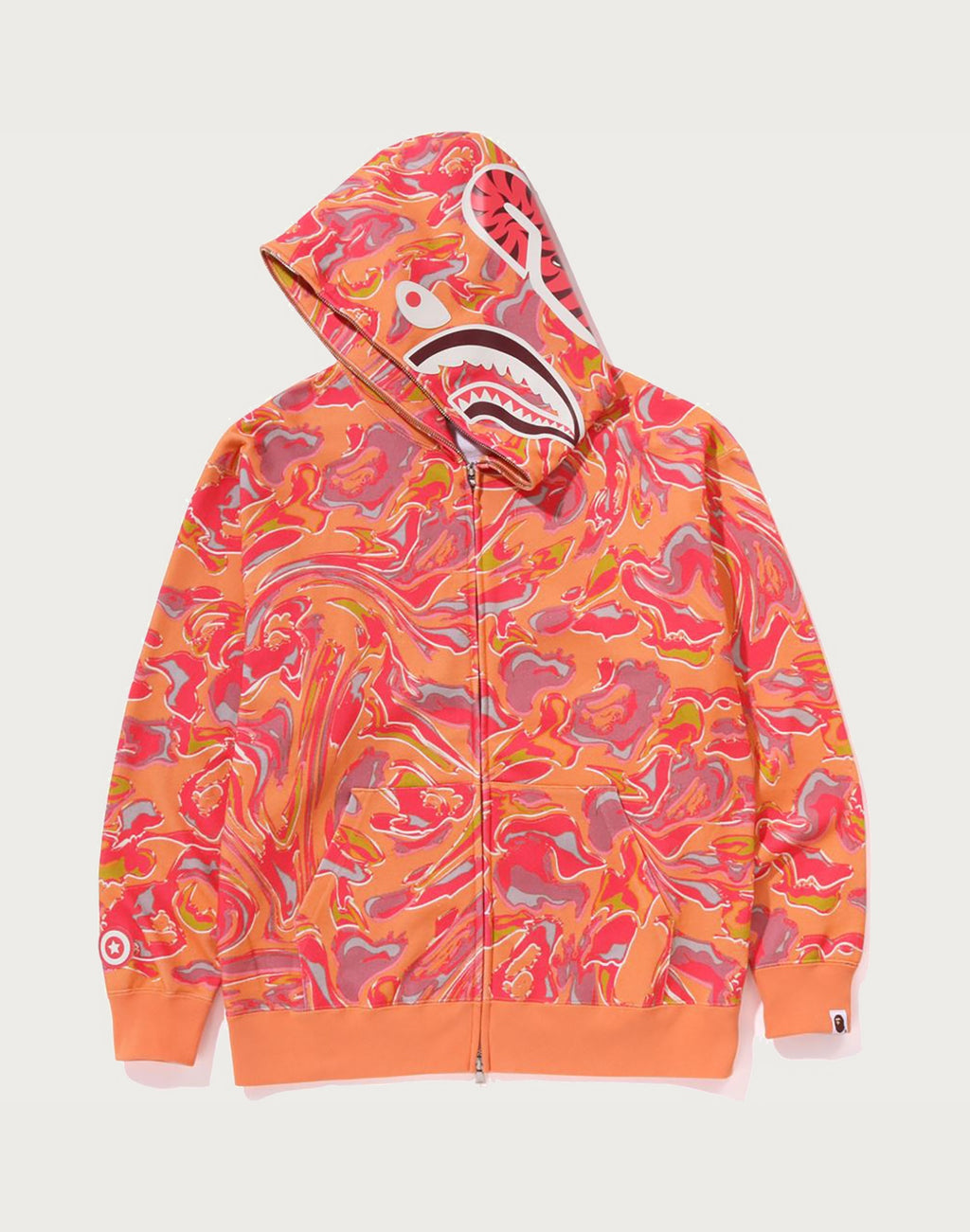 MARBLING CAMO SHARK RELAXED FIT FULL ZIP HOODIE MENS