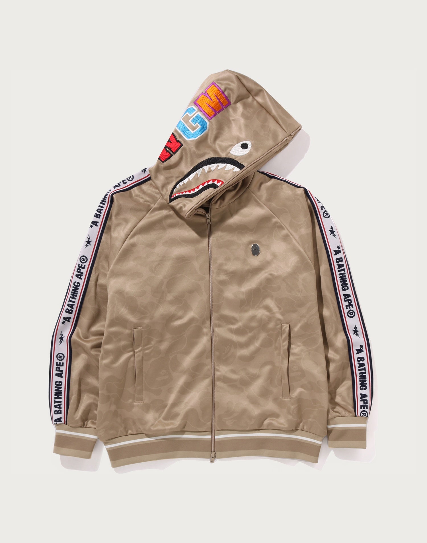 BAPE MENS SOLID CAMO RELAXED FIT SHARK FULL ZIP HOODIE JACKET