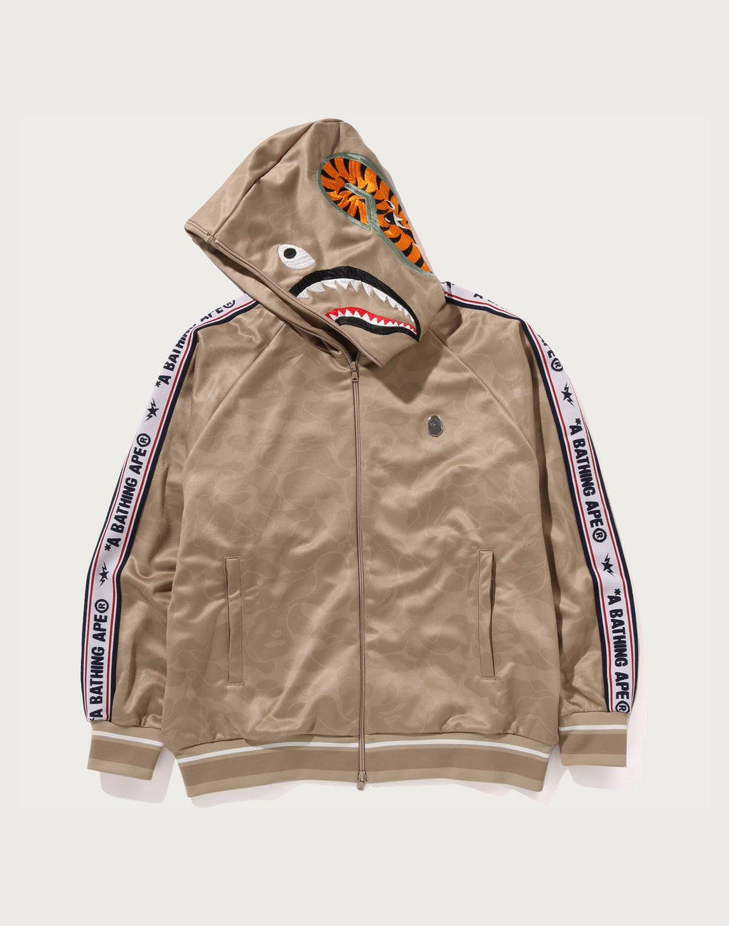 BAPE MENS SOLID CAMO RELAXED FIT SHARK FULL ZIP HOODIE JACKET