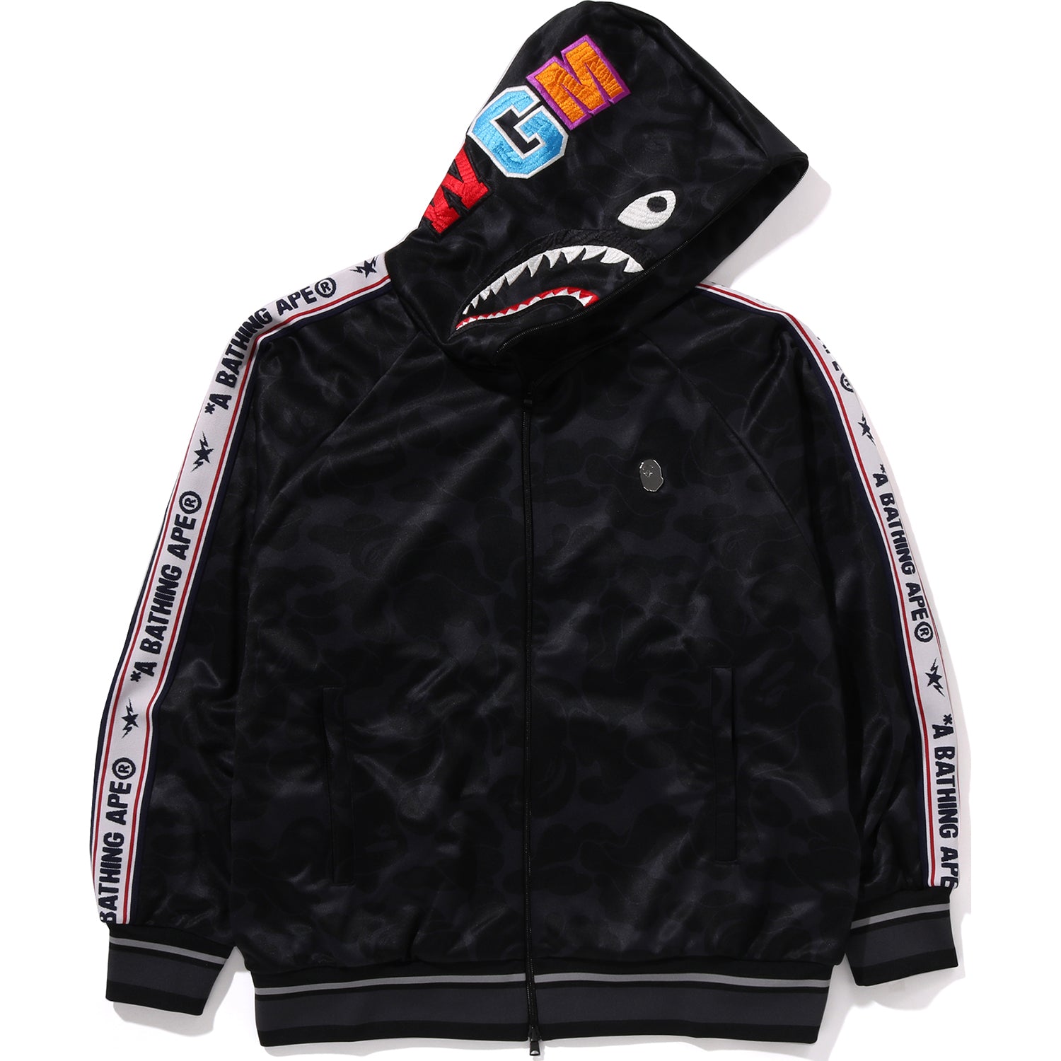 SOLID CAMO RELAXED FIT SHARK FULL ZIP HOODIE MENS us.bape