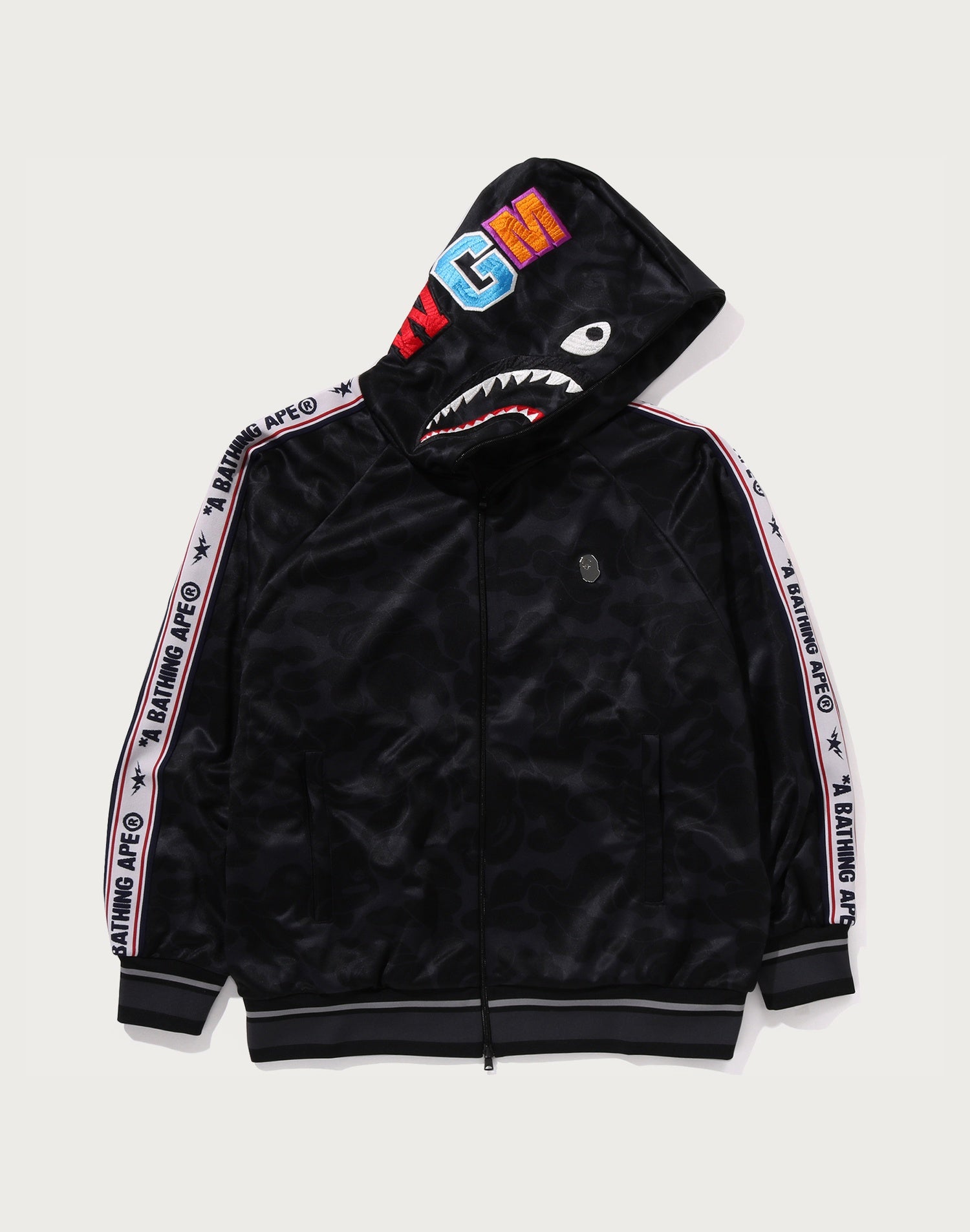 BAPE MENS SOLID CAMO RELAXED FIT SHARK FULL ZIP HOODIE JACKET