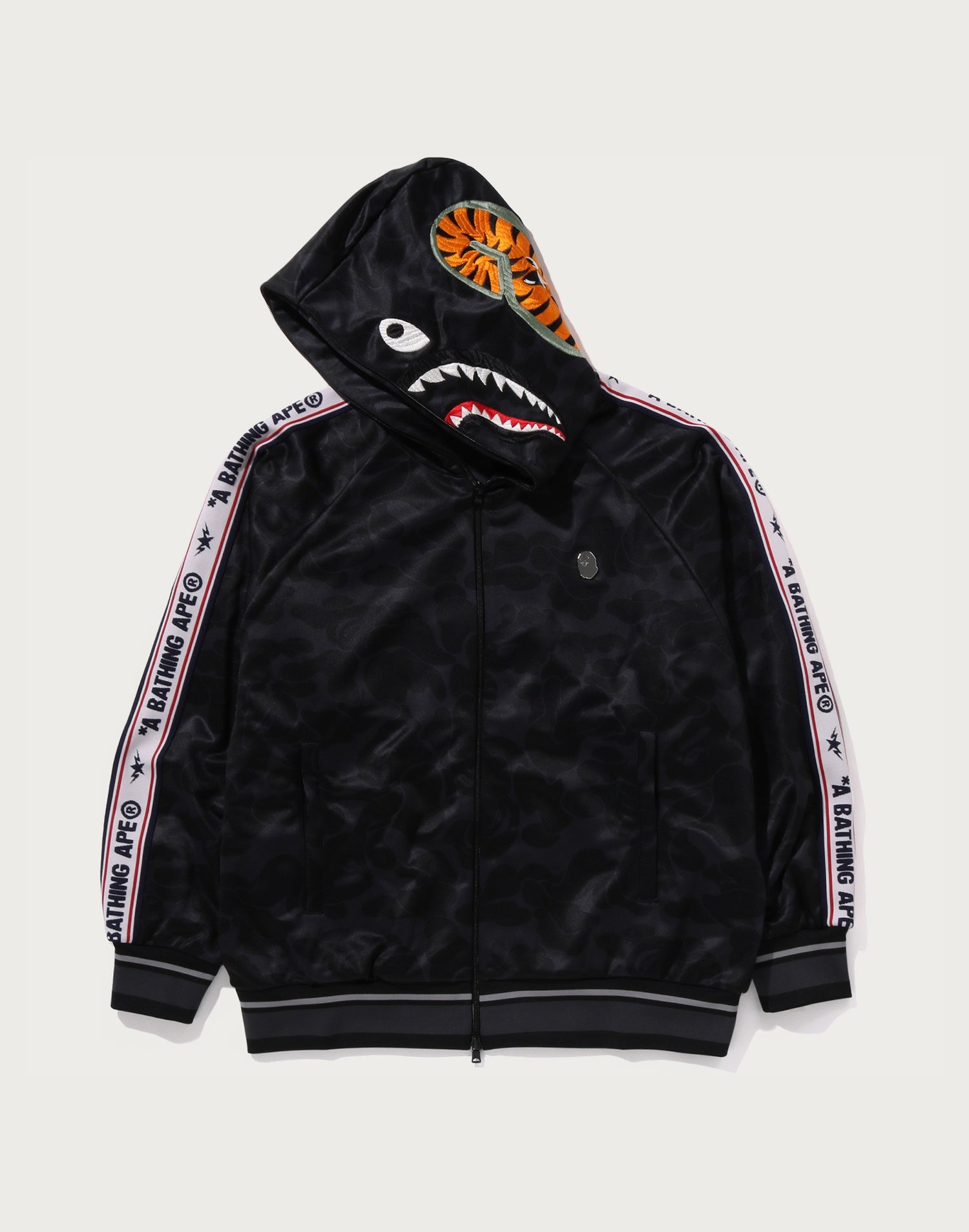 BAPE MENS SOLID CAMO RELAXED FIT SHARK FULL ZIP HOODIE JACKET
