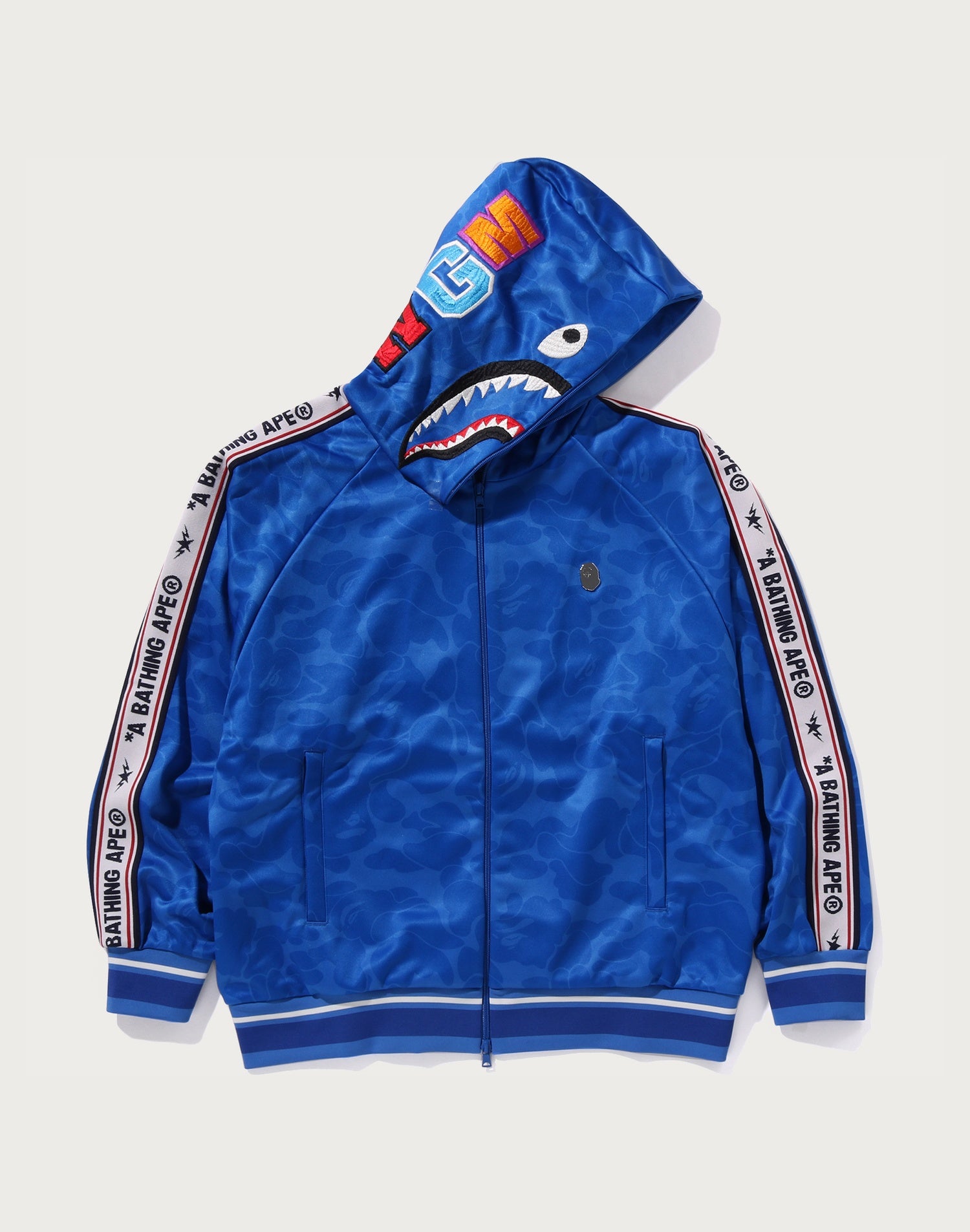 BAPE MENS SOLID CAMO RELAXED FIT SHARK FULL ZIP HOODIE JACKET