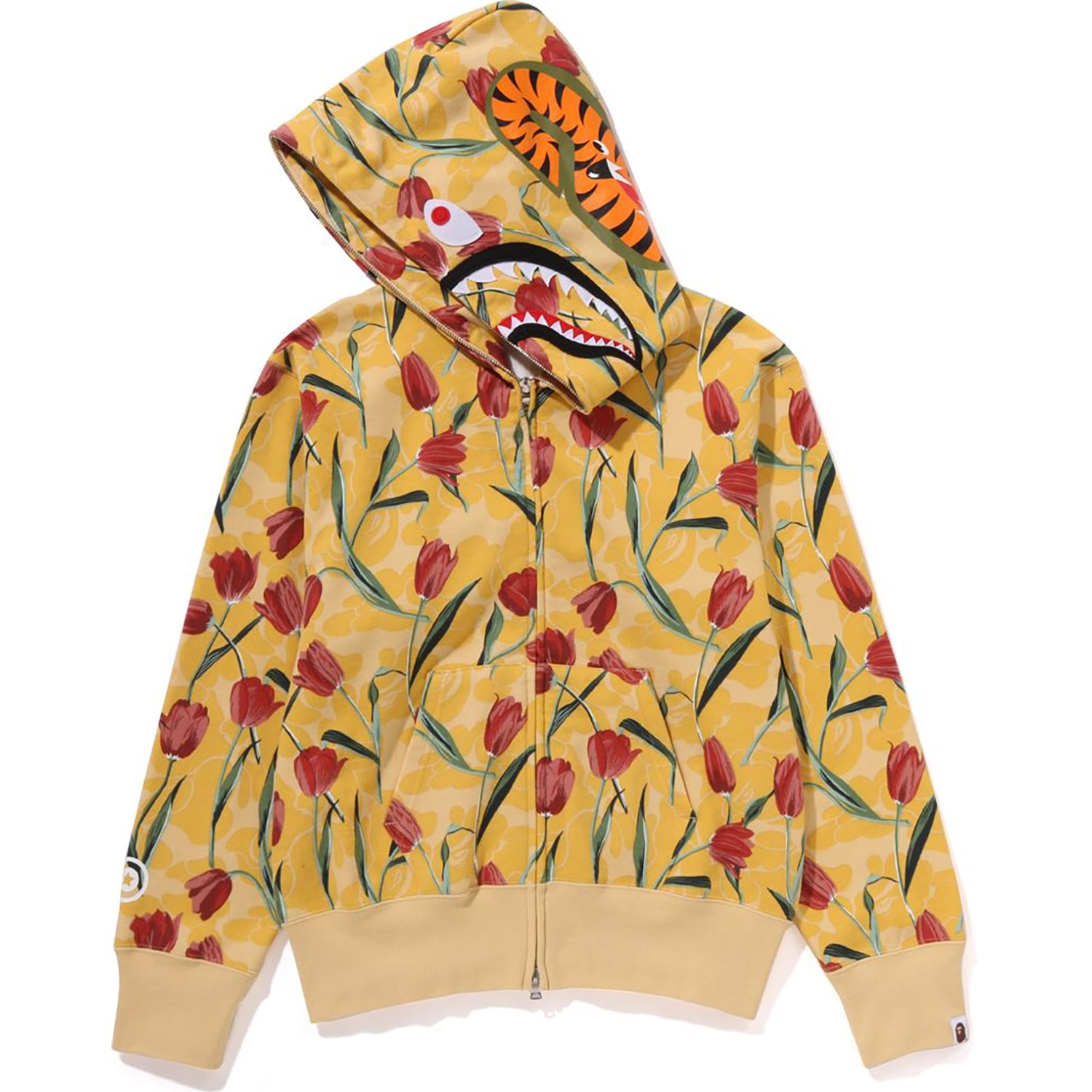 A Bathing Ape Tulip Camo Shark Full Zip Hoodie Bape Official Website Yellow S