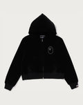 CRYSTAL STONE APE HEAD VELOUR ZIP HOODIE LADIES