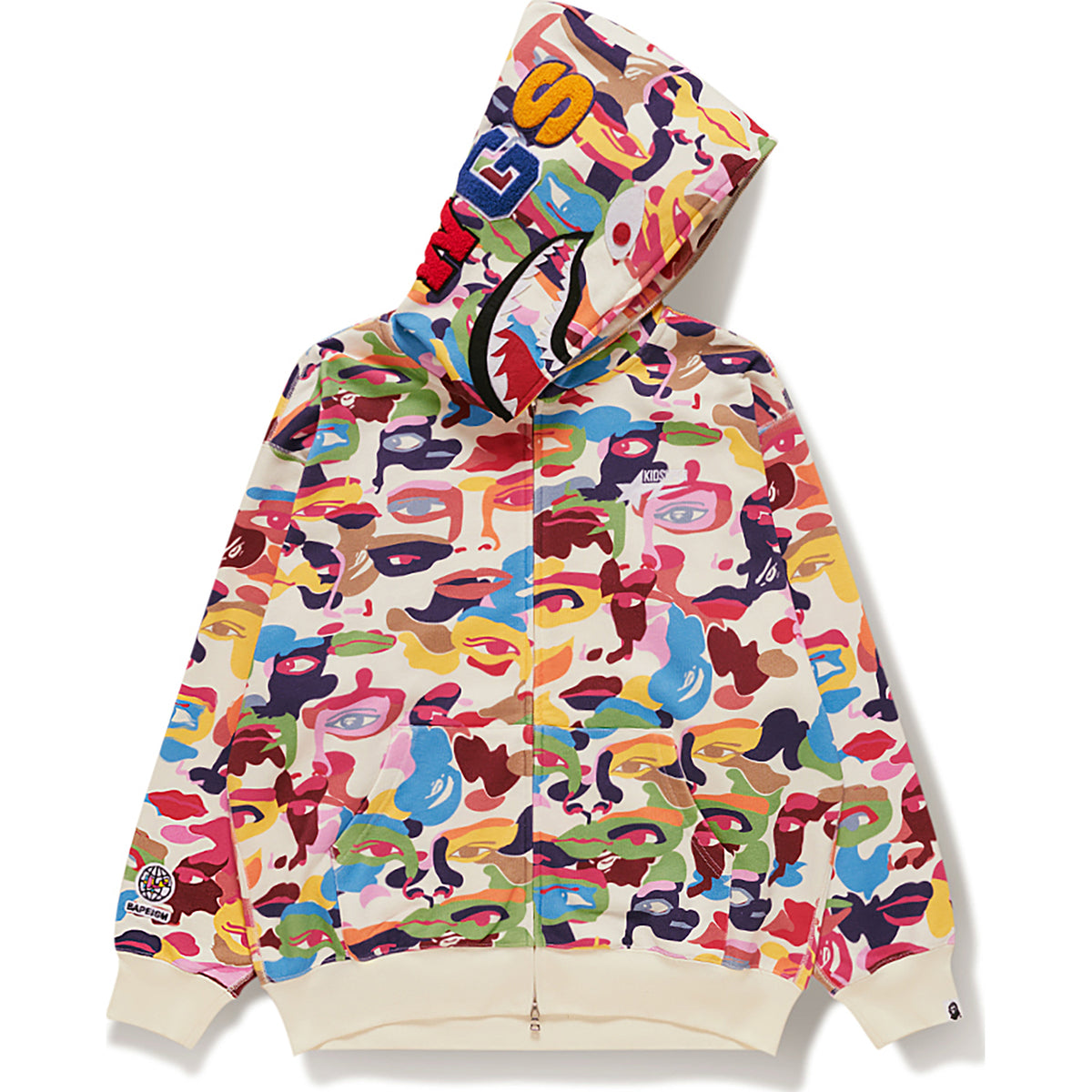 BAPE X KIDSUPER CAMO SHARK FULL ZIP HOODIE MENS