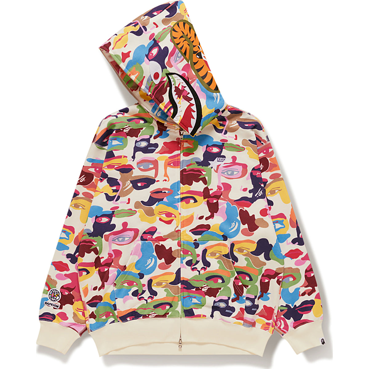 BAPE X KIDSUPER CAMO SHARK FULL ZIP HOODIE MENS