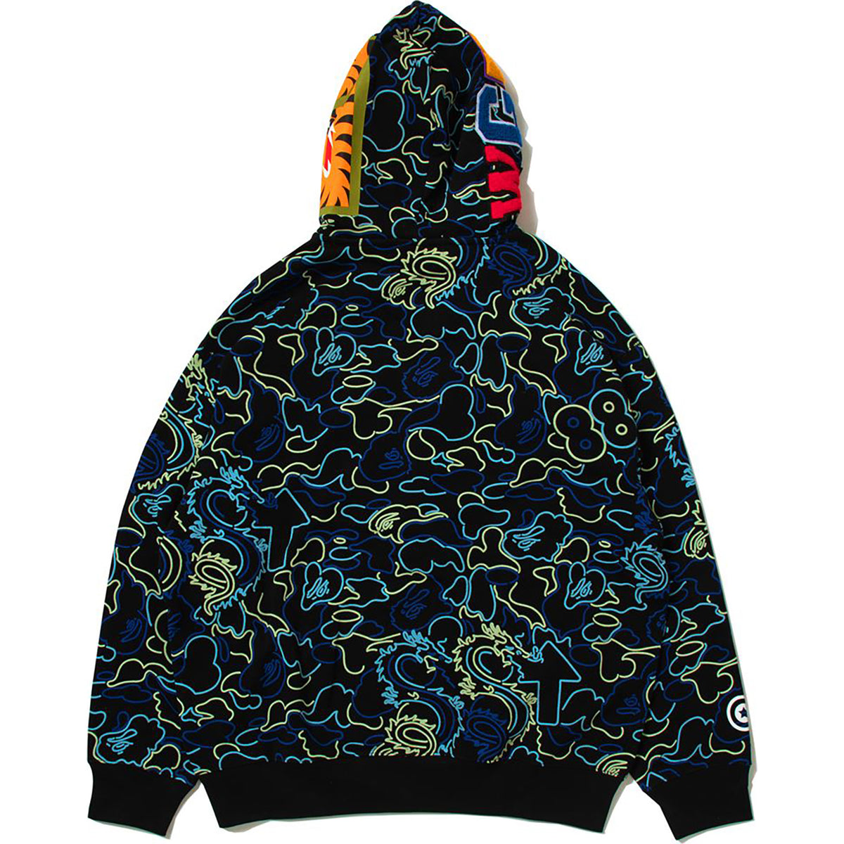 BAPE X 88RISING GLOW IN THE DARK CAMO SHARK FULL ZIP HOODIE MENS