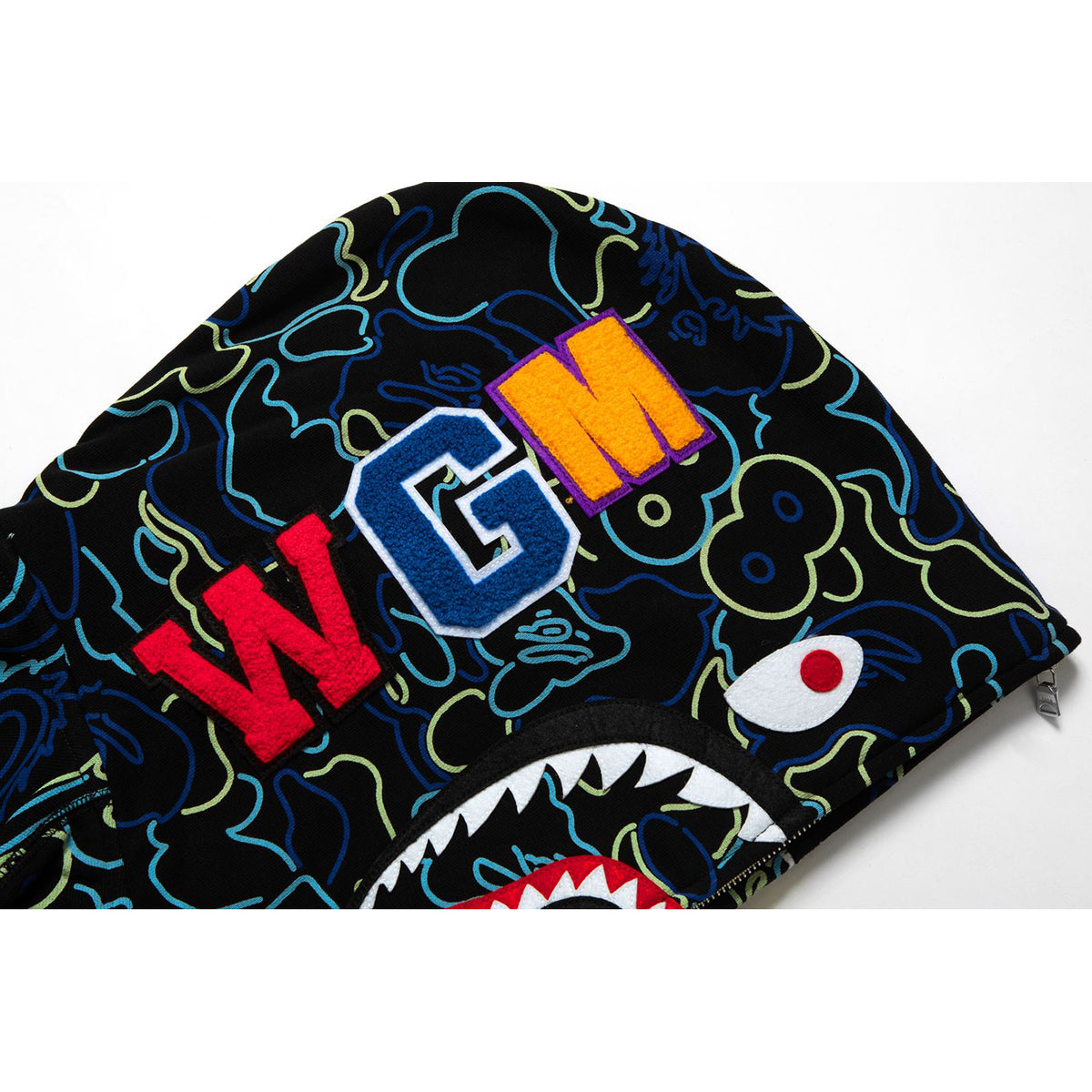 BAPE X 88RISING GLOW IN THE DARK CAMO SHARK FULL ZIP HOODIE MENS