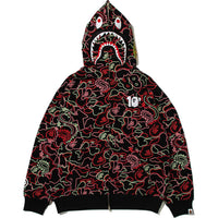 BAPE X 88RISING GLOW IN THE DARK CAMO SHARK FULL ZIP HOODIE MENS