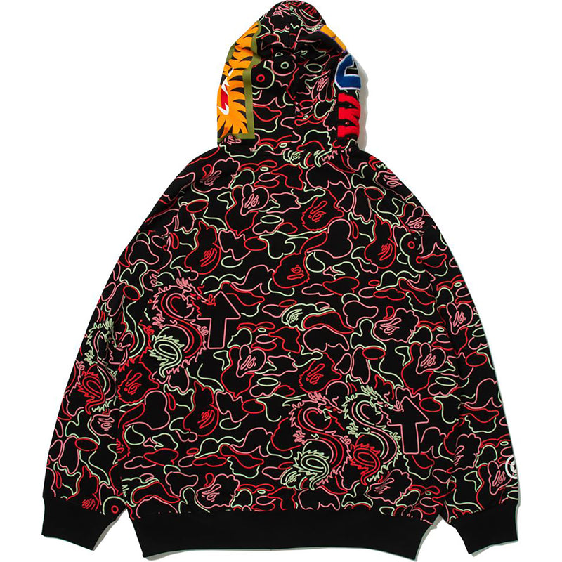 BAPE X 88RISING GLOW IN THE DARK CAMO SHARK FULL ZIP HOODIE MENS