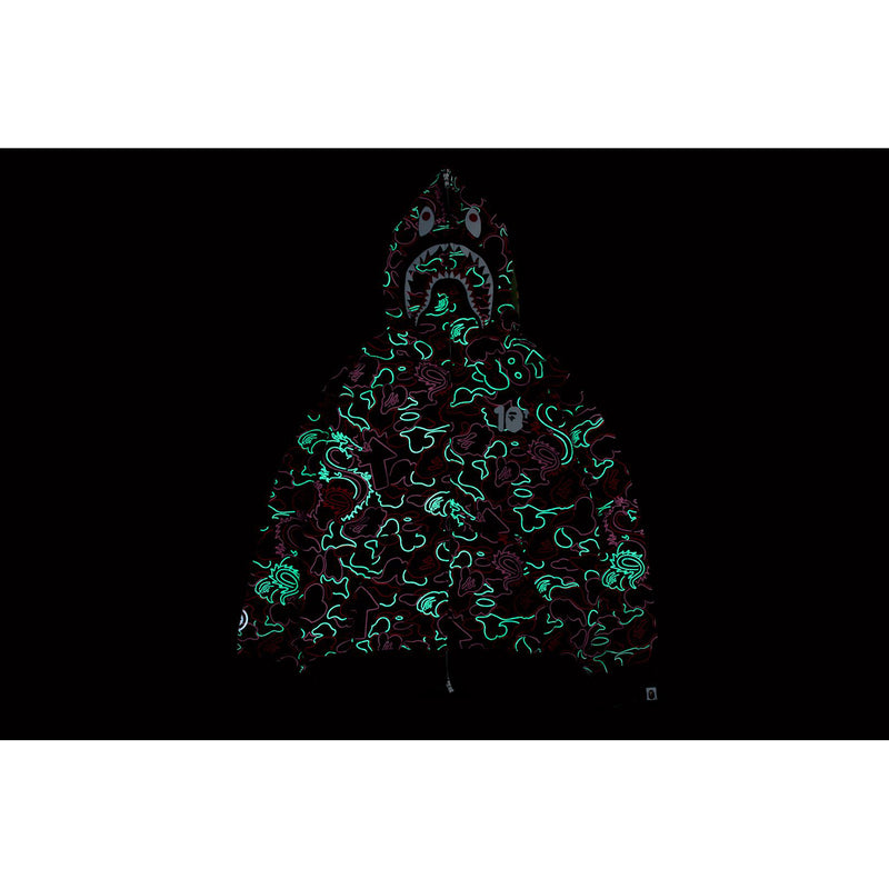 BAPE X 88RISING GLOW IN THE DARK CAMO SHARK FULL ZIP HOODIE MENS