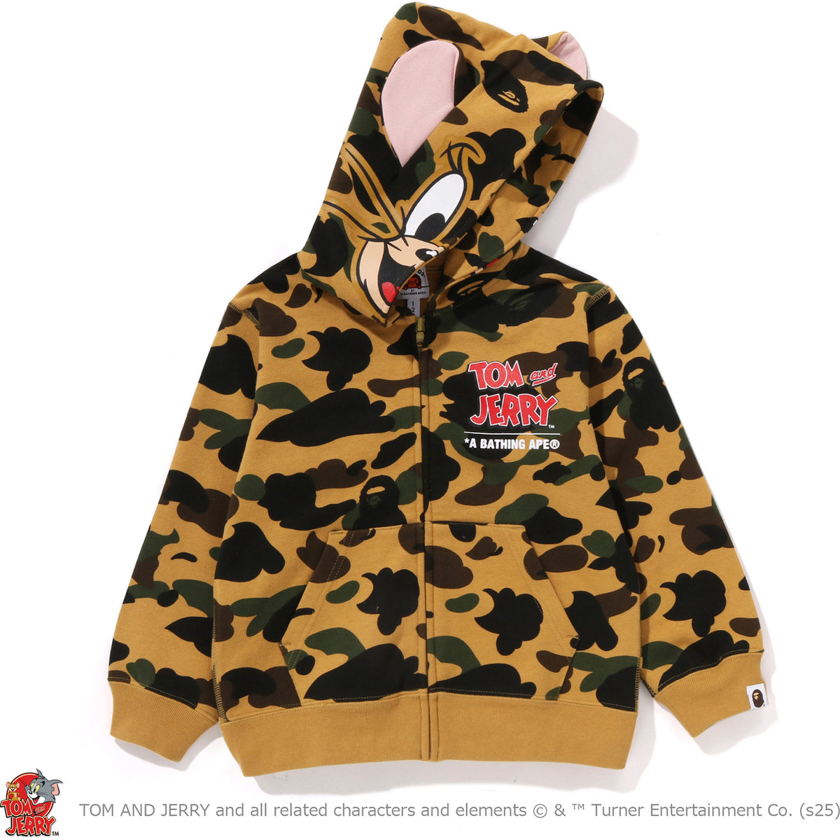 BAPE X TOM AND JERRY 85TH -  JERRY 1ST CAMO ZIP HOODIE KIDS