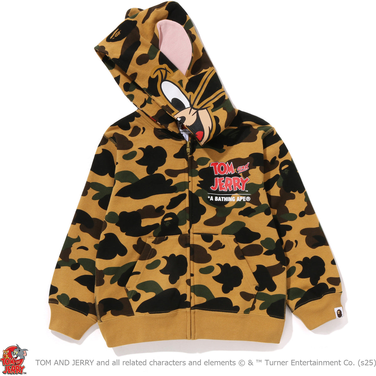 BAPE X TOM AND JERRY 85TH -  JERRY 1ST CAMO ZIP HOODIE KIDS