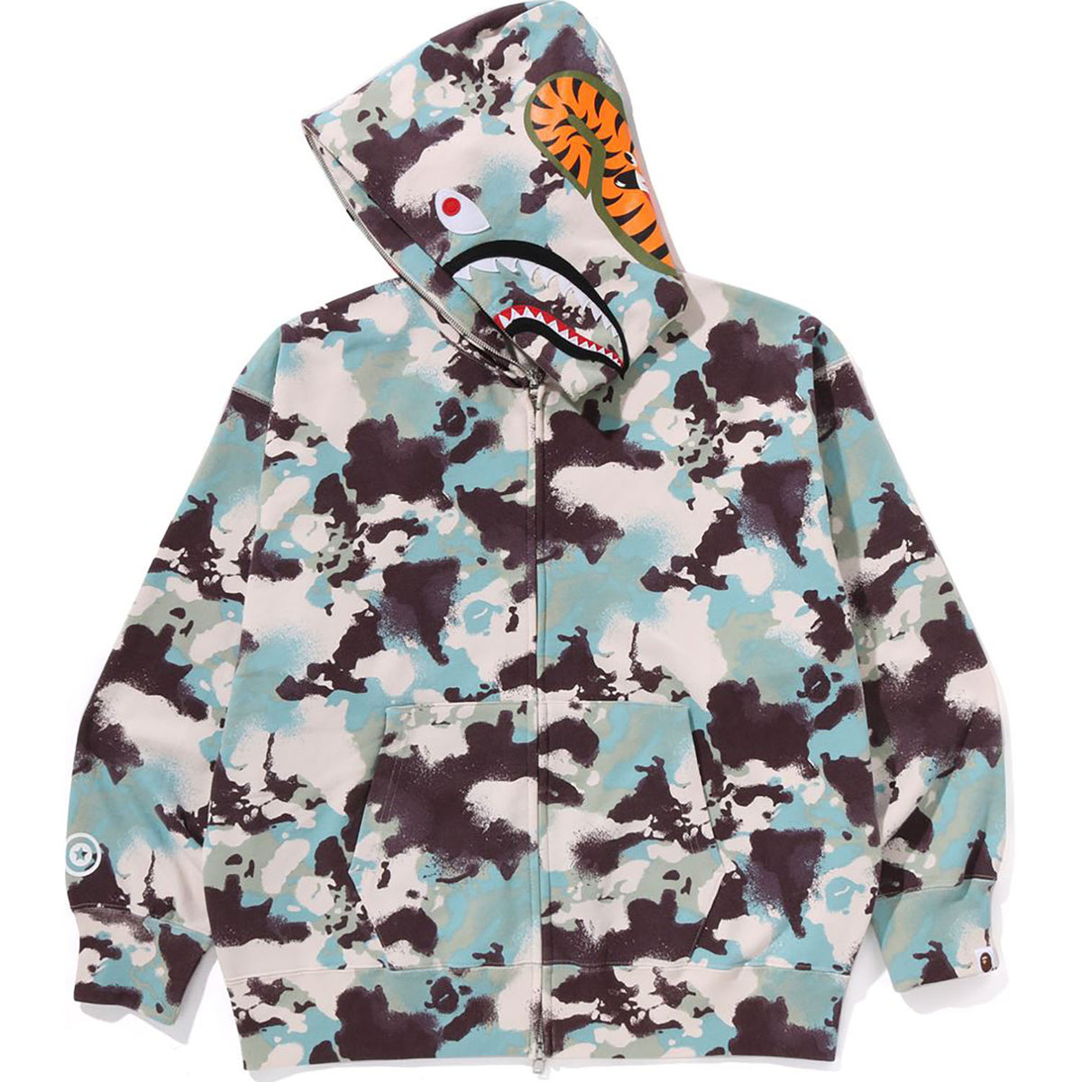 MAP CAMO SHARK FULL ZIP HOODIE MENS