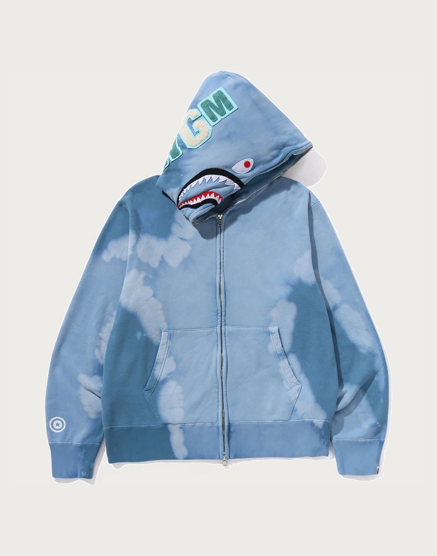 HAND DYE SHARK FULL ZIP HOODIE MENS