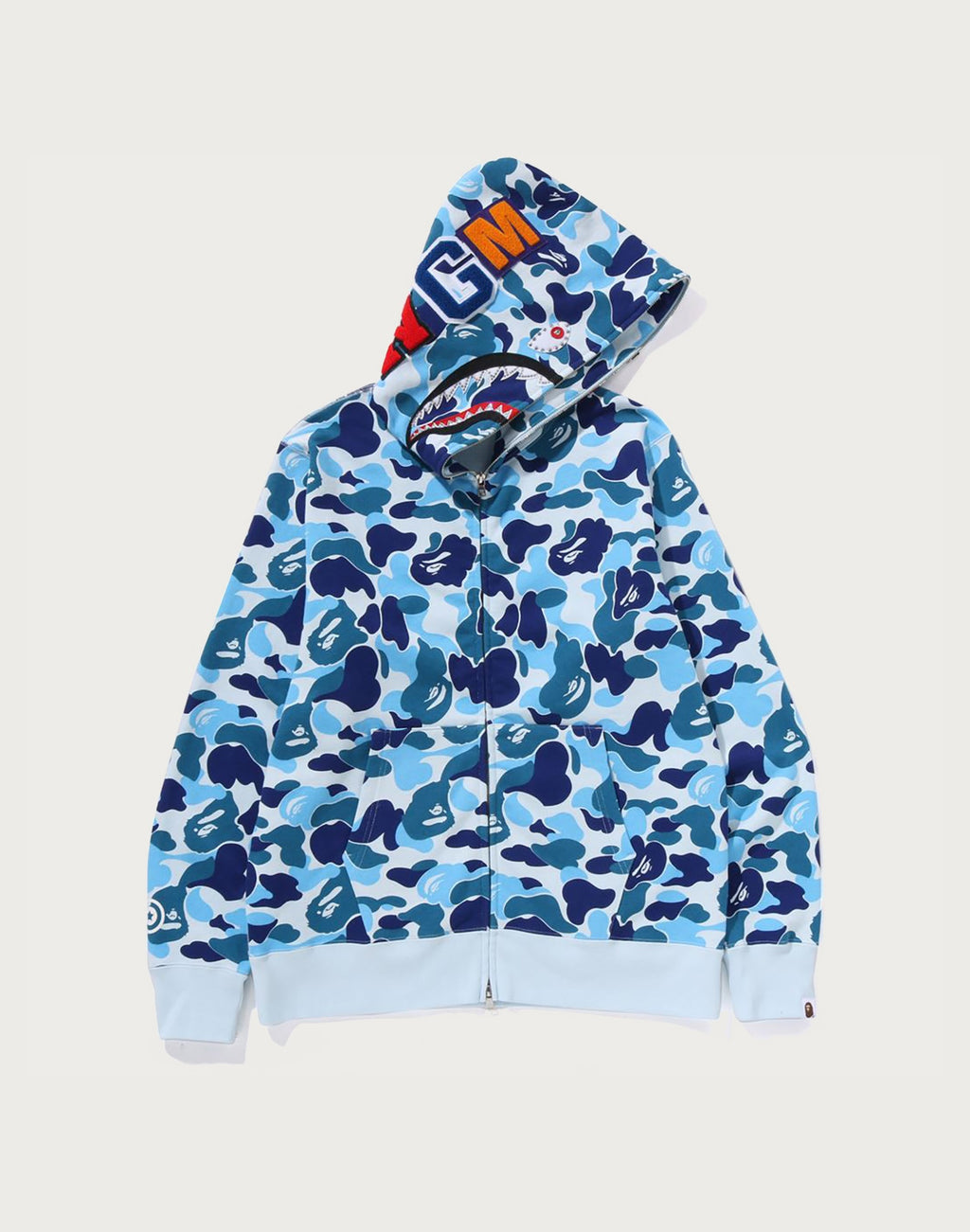 ABC CAMO CRYSTAL STONE SHARK FULL ZIP HOODIE MENS