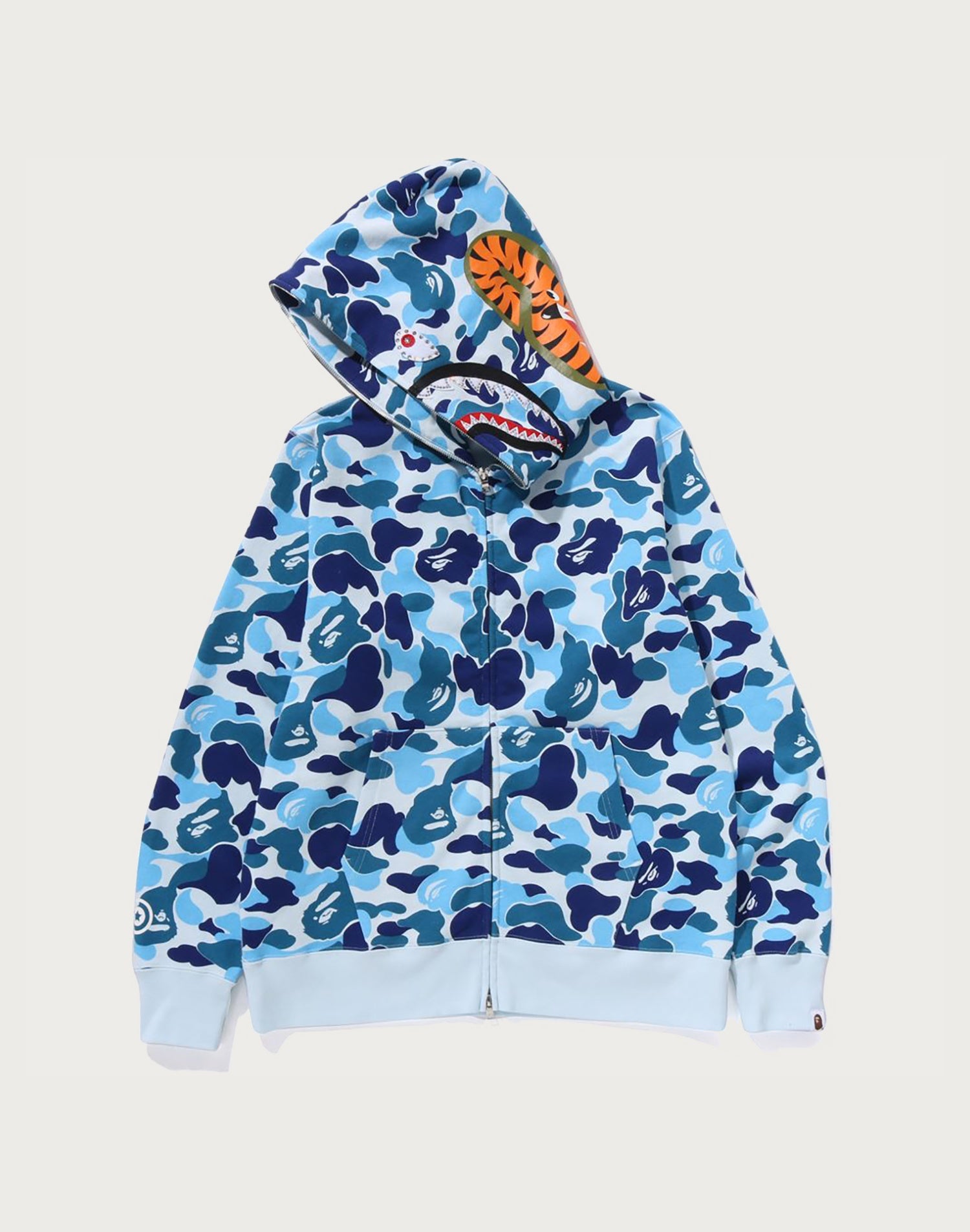ABC CAMO CRYSTAL STONE SHARK FULL ZIP HOODIE MENS