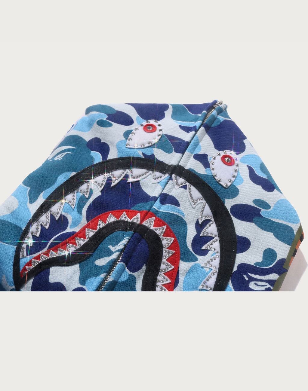 ABC CAMO CRYSTAL STONE SHARK FULL ZIP HOODIE MENS