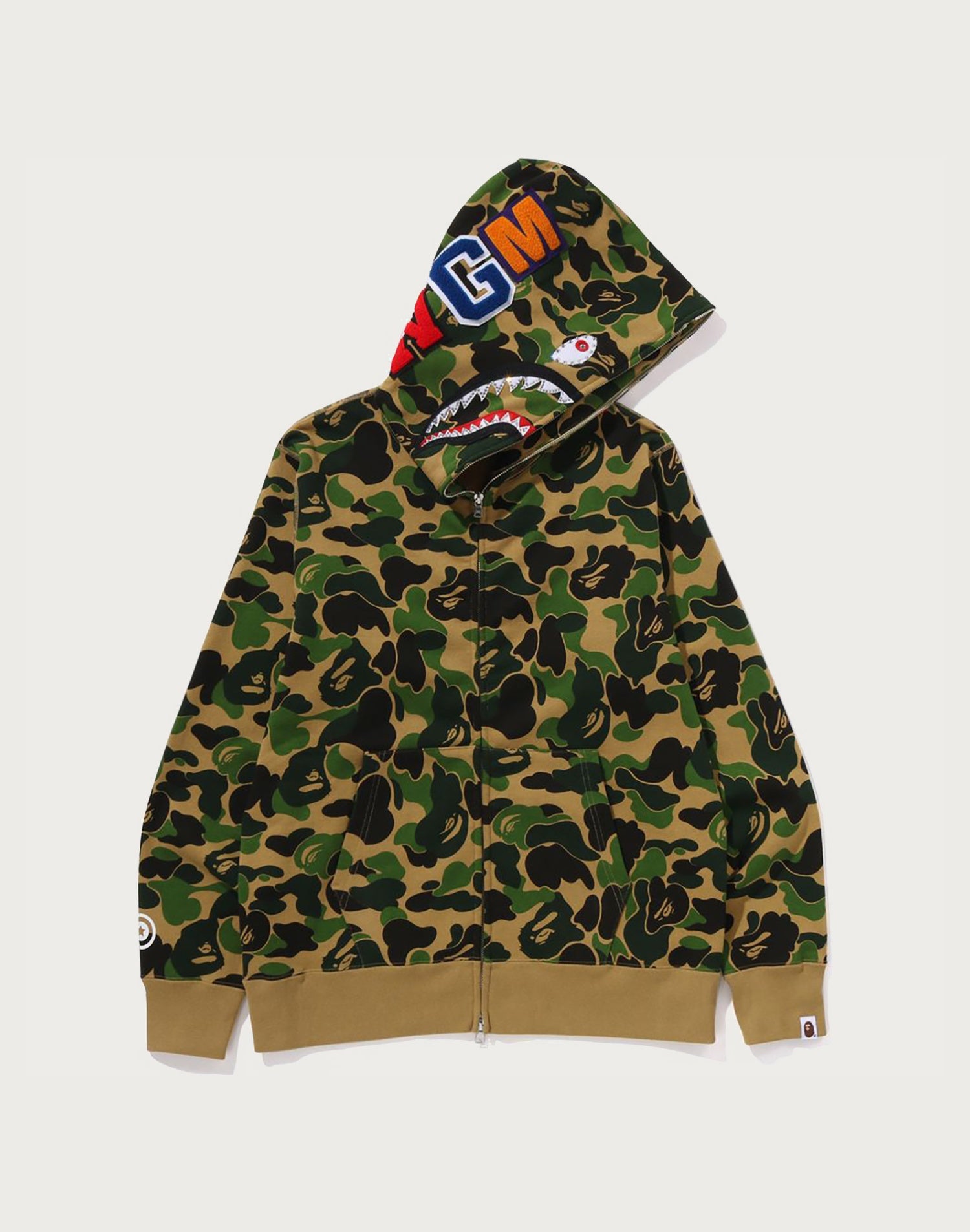 ABC CAMO CRYSTAL STONE SHARK FULL ZIP HOODIE MENS