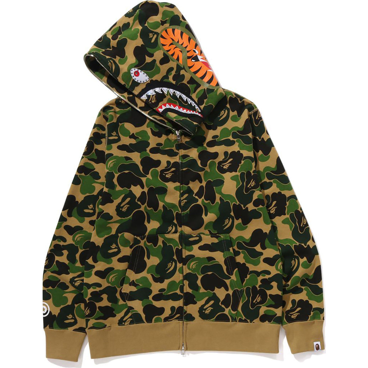 ABC CAMO CRYSTAL STONE SHARK FULL ZIP HOODIE MENS