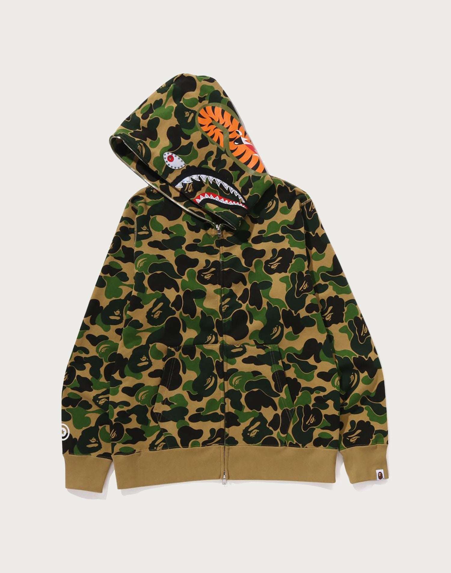 ABC CAMO CRYSTAL STONE SHARK FULL ZIP HOODIE MENS