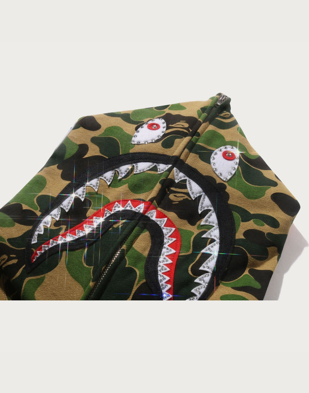 ABC CAMO CRYSTAL STONE SHARK FULL ZIP HOODIE MENS