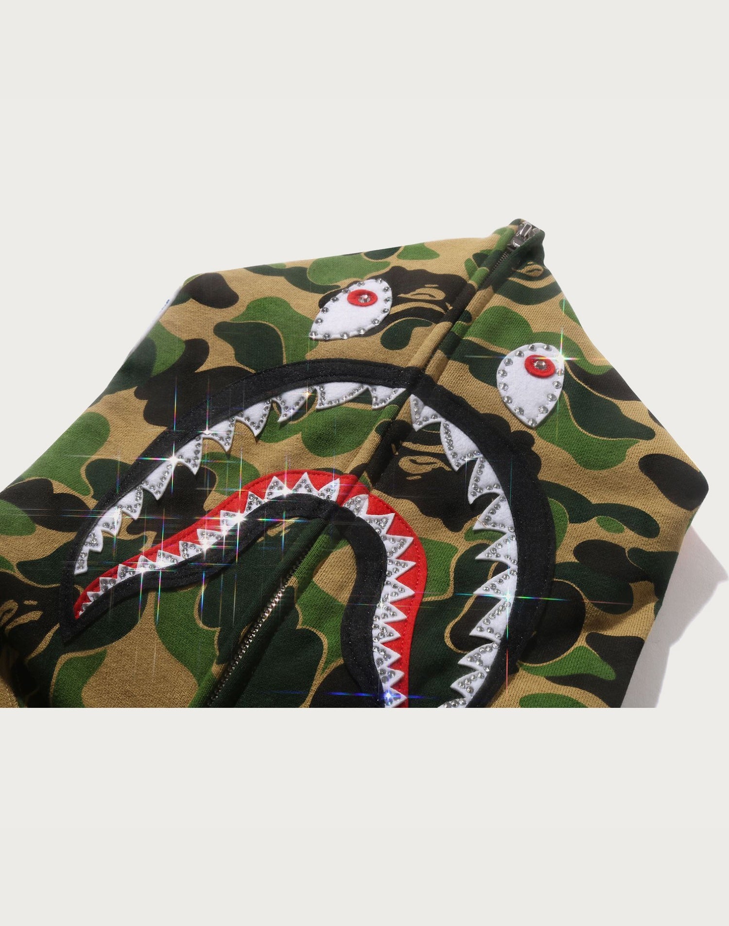 ABC CAMO CRYSTAL STONE SHARK FULL ZIP HOODIE MENS