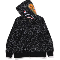 NEON CAMO SHARK FULL ZIP HOODIE MENS