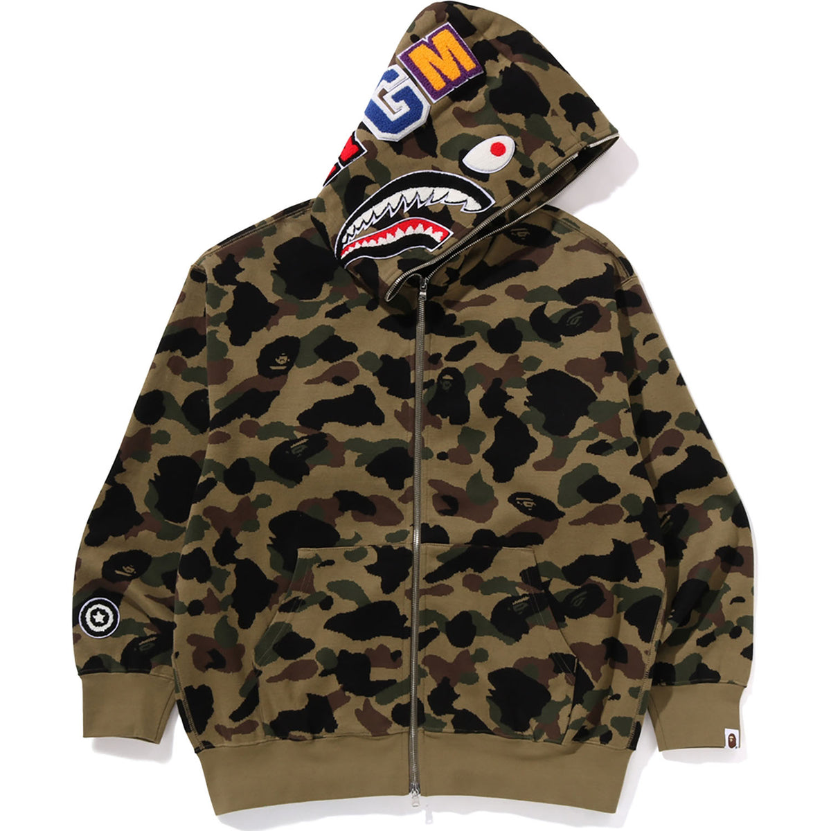 1ST CAMO JACQUARD SHARK RELAXED FIT FULL ZIP HOODIE MENS