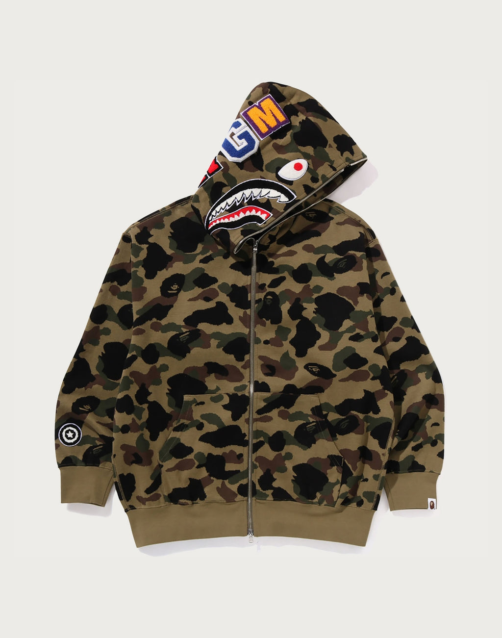 1ST CAMO JACQUARD SHARK RELAXED FIT FULL ZIP HOODIE MENS