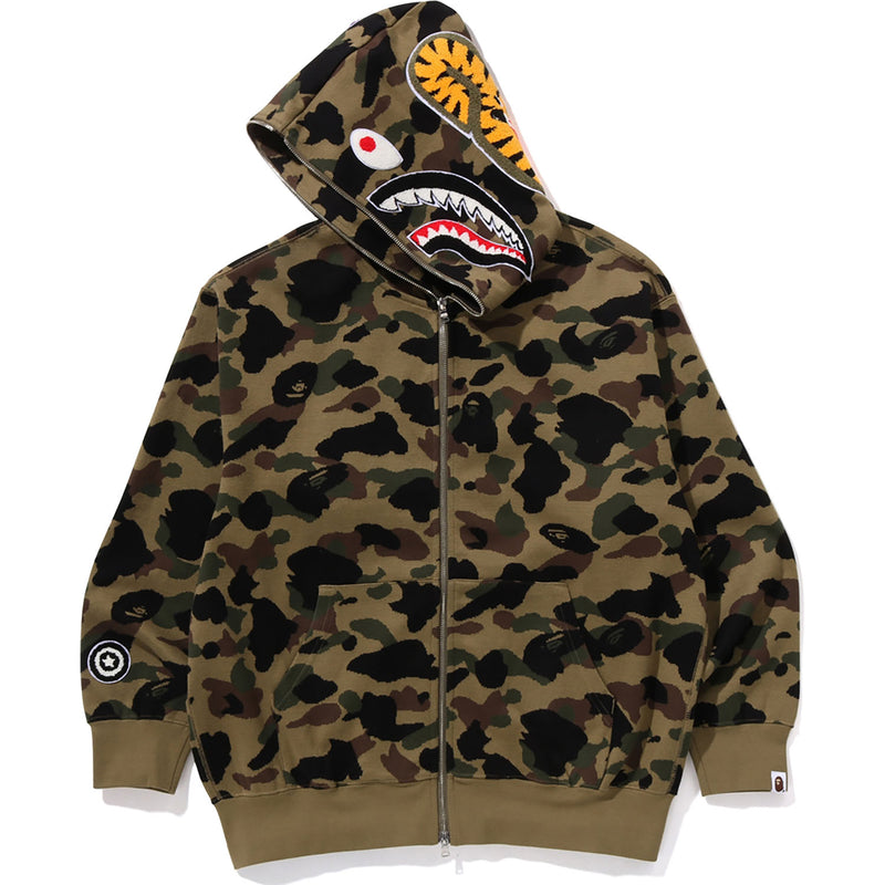 1ST CAMO JACQUARD SHARK RELAXED FIT FULL ZIP HOODIE MENS