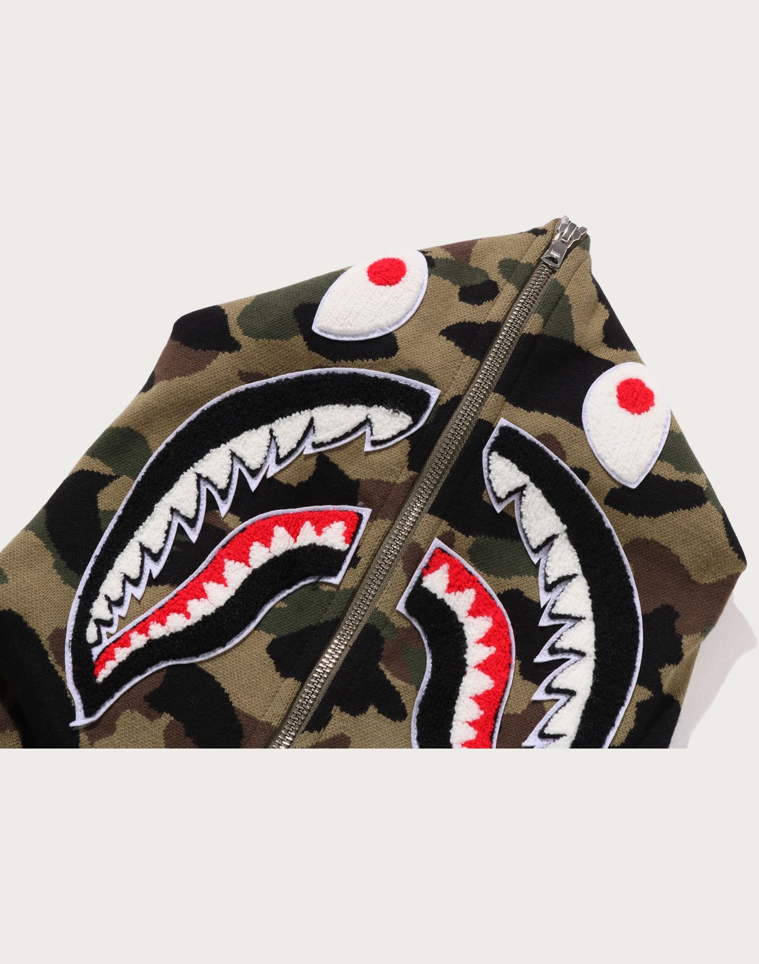 1ST CAMO JACQUARD SHARK RELAXED FIT FULL ZIP HOODIE MENS