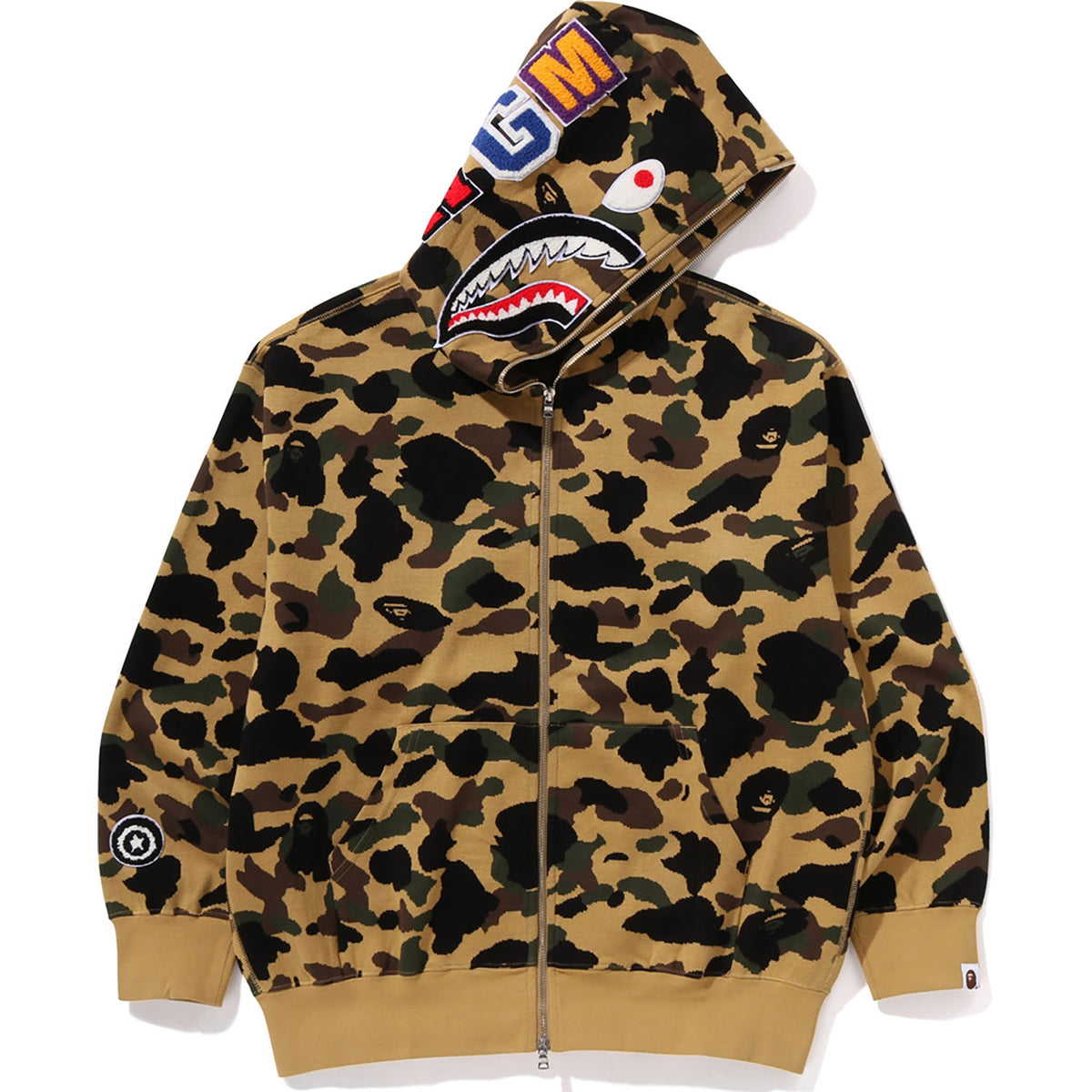 1ST CAMO JACQUARD SHARK RELAXED FIT FULL ZIP HOODIE MENS