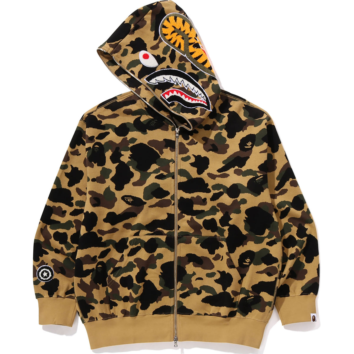 1ST CAMO JACQUARD SHARK RELAXED FIT FULL ZIP HOODIE MENS