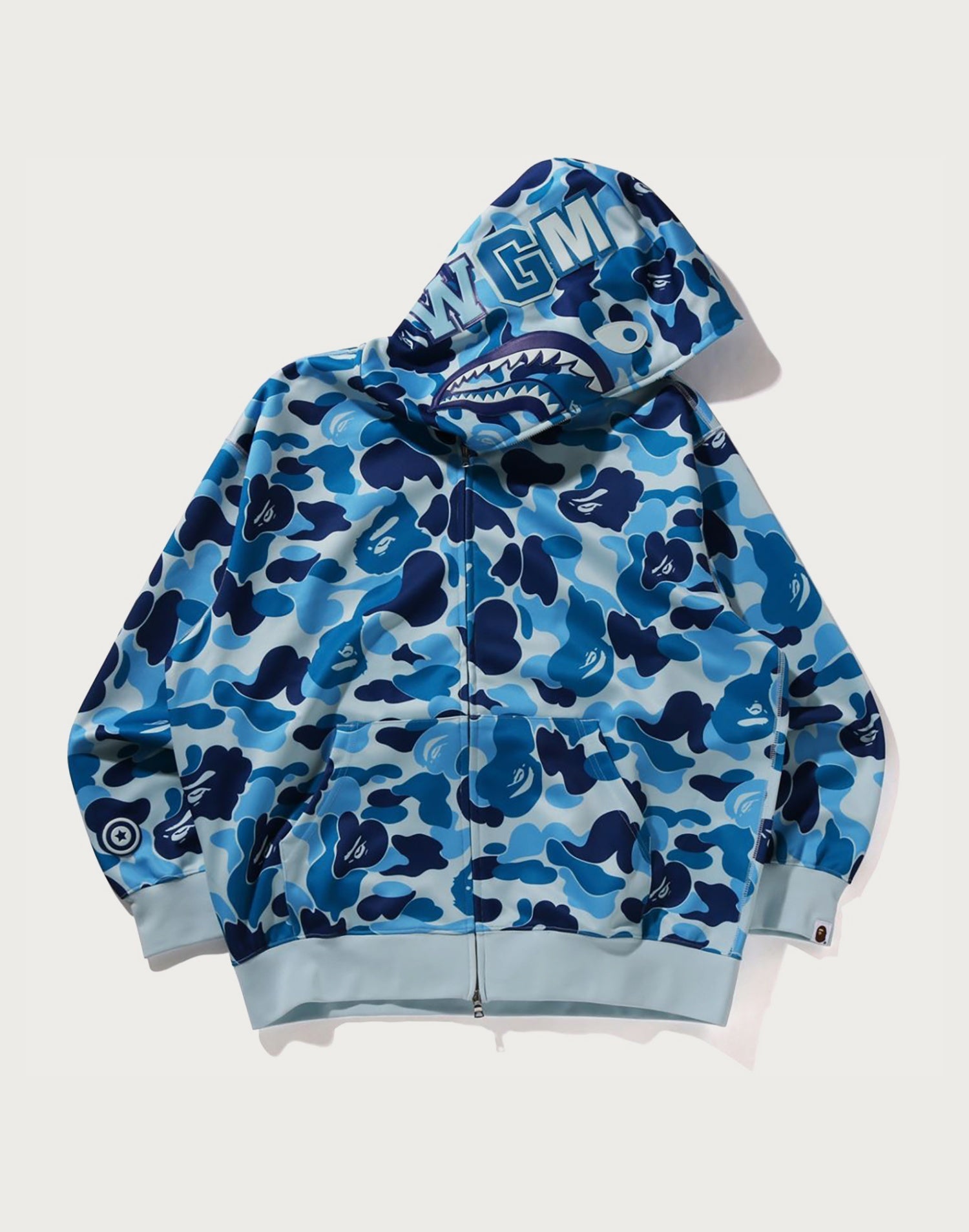 ABC CAMO POLYESTER RELAXED FIT SHARK FULL ZIP HOODIE MENS