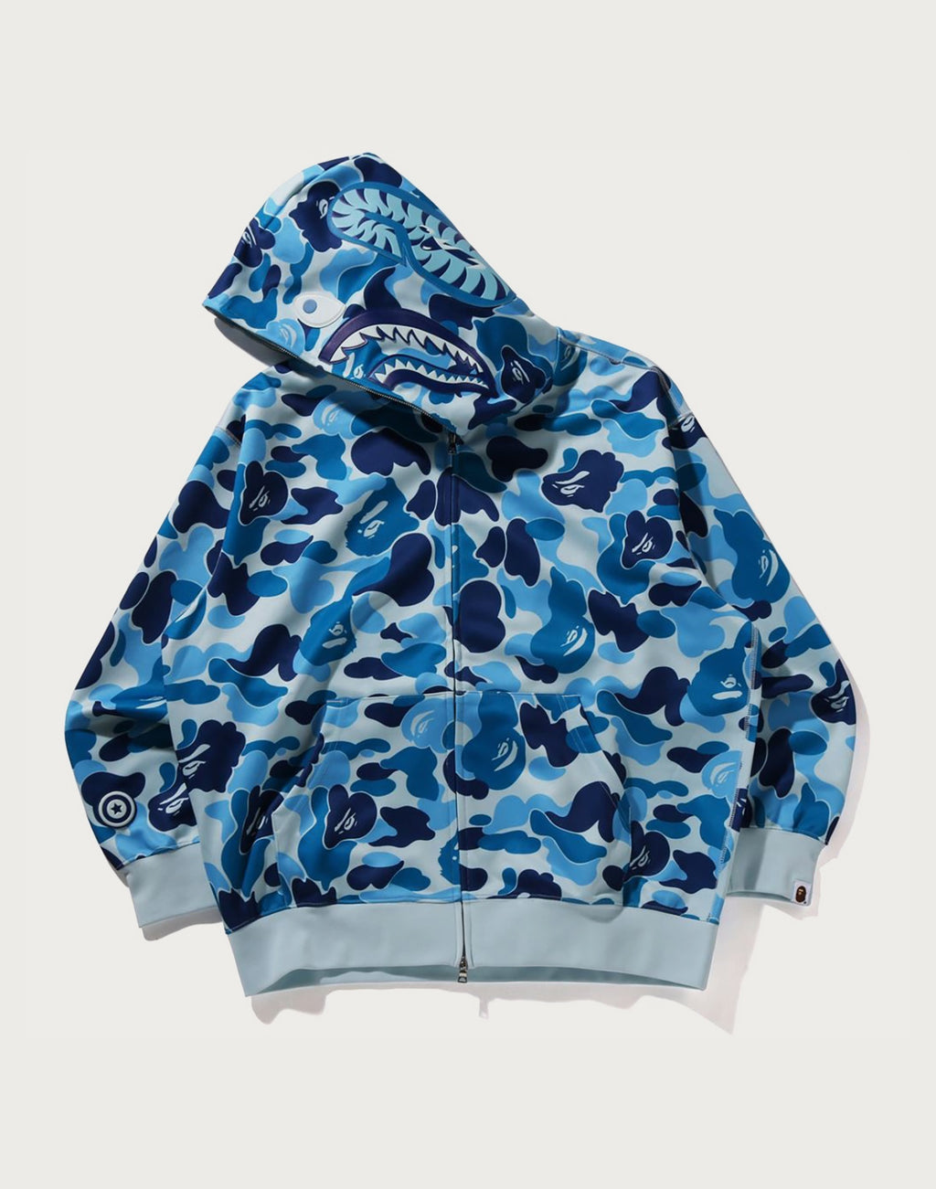 ABC CAMO POLYESTER RELAXED FIT SHARK FULL ZIP HOODIE MENS