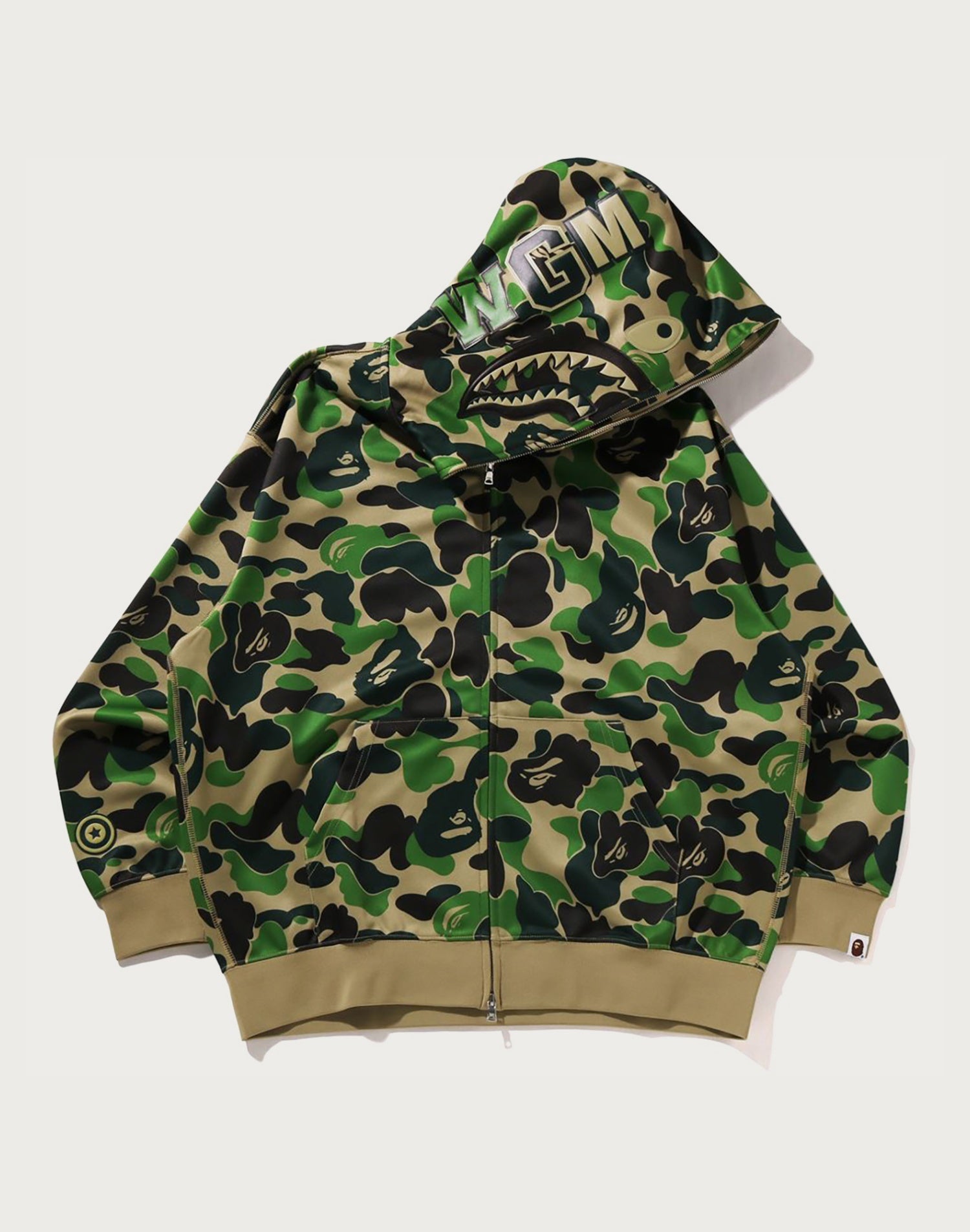 ABC CAMO POLYESTER RELAXED FIT SHARK FULL ZIP HOODIE MENS