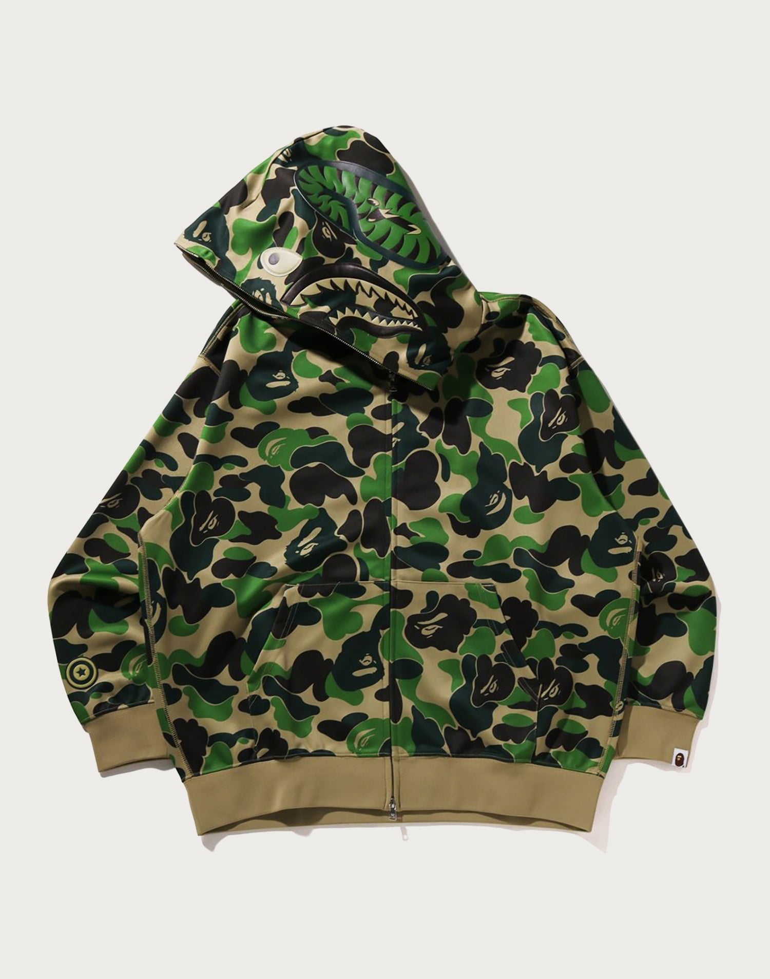ABC CAMO POLYESTER RELAXED FIT SHARK FULL ZIP HOODIE MENS
