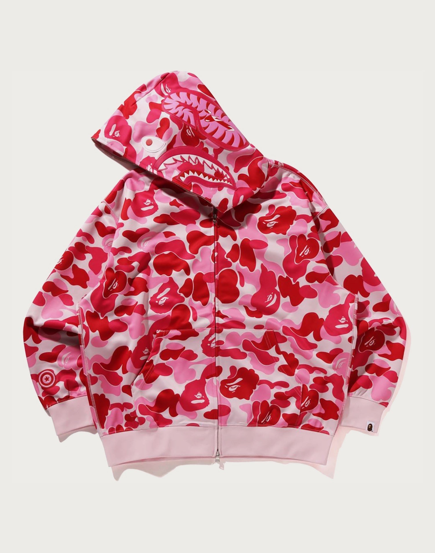 ABC CAMO POLYESTER RELAXED FIT SHARK FULL ZIP HOODIE MENS