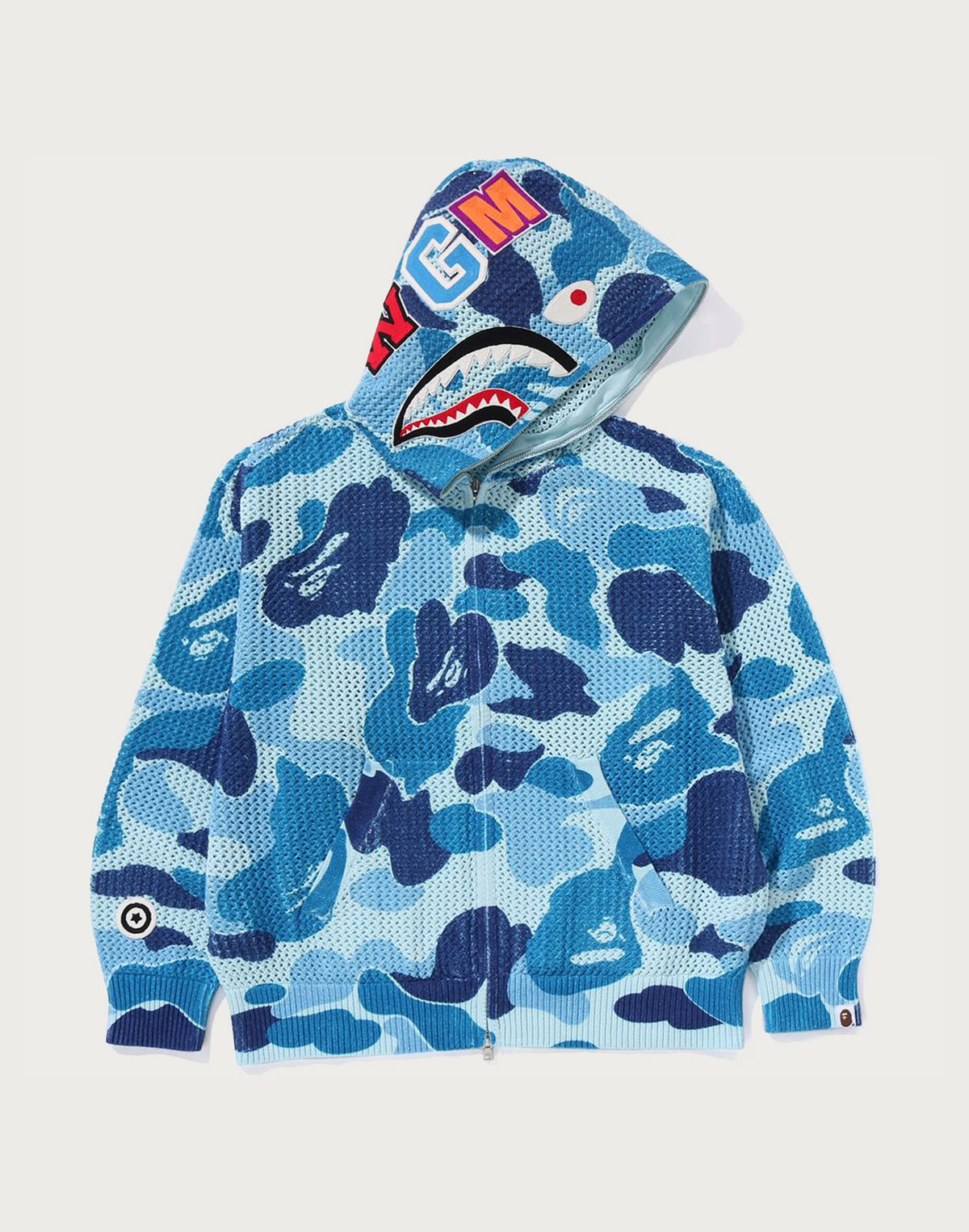 ABC CAMO CROCHET RELAXED FIT SHARK FULL ZIP HOODIE MENS