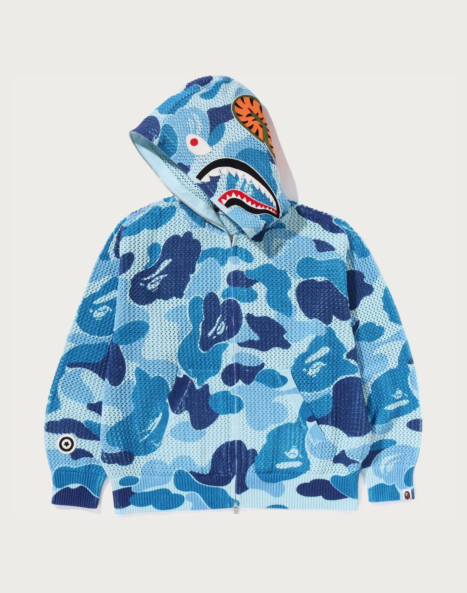 ABC CAMO CROCHET RELAXED FIT SHARK FULL ZIP HOODIE MENS