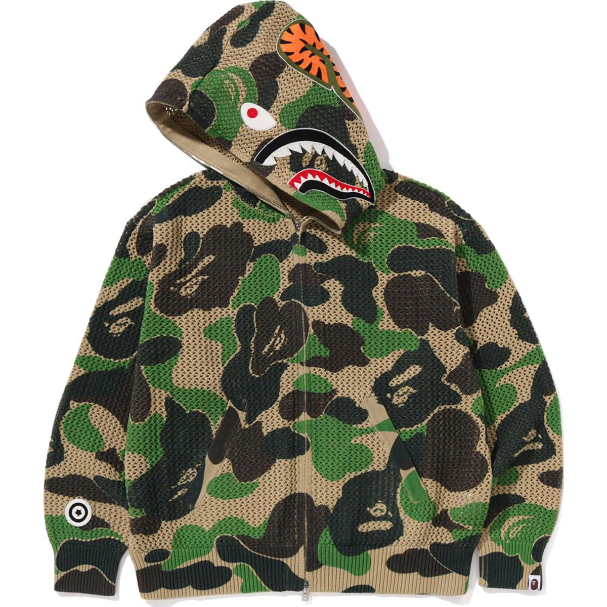 ABC CAMO CROCHET RELAXED FIT SHARK FULL ZIP HOODIE MENS