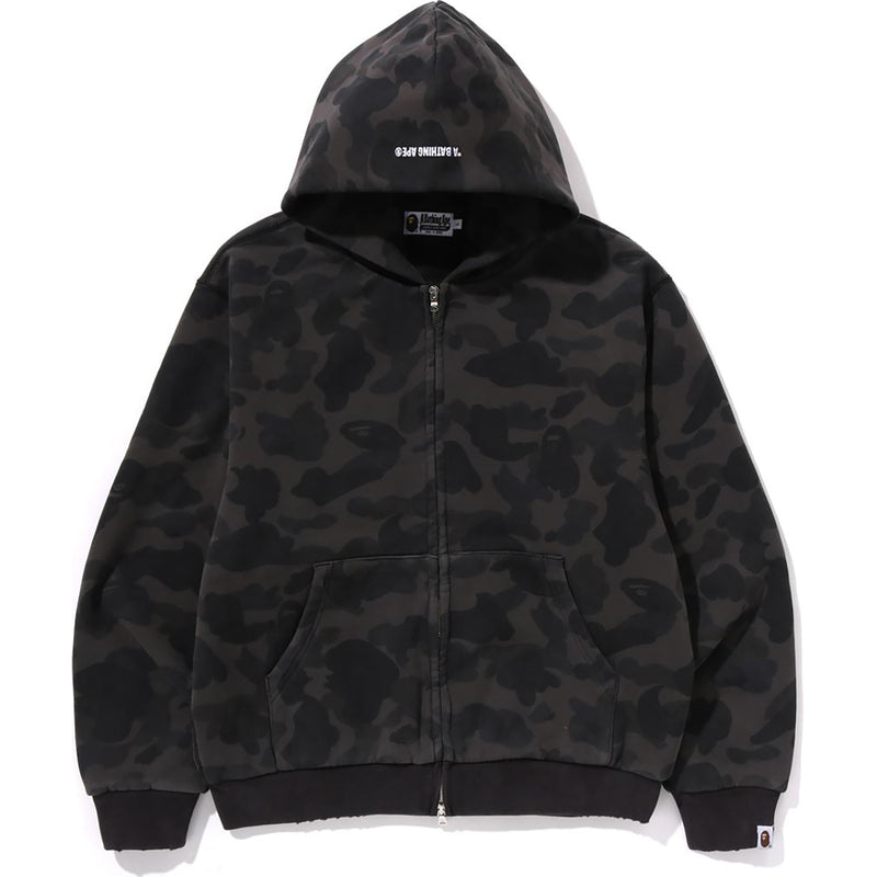 1ST CAMO HEAVY WASH CROPPED FIT ZIP HOODIE MENS