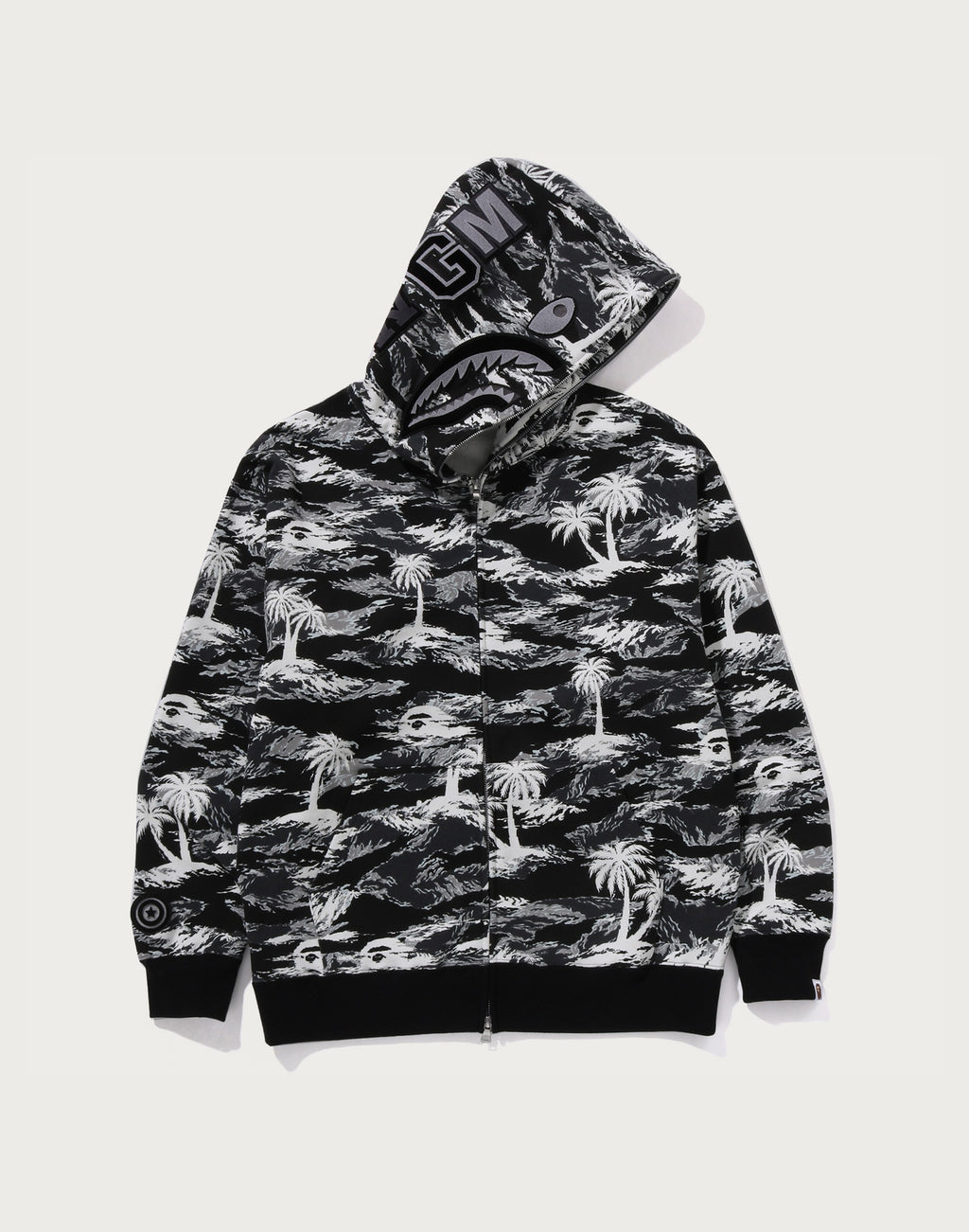 PALM TREE CAMO RELAXED FIT SHARK FULL ZIP HOODIE MENS