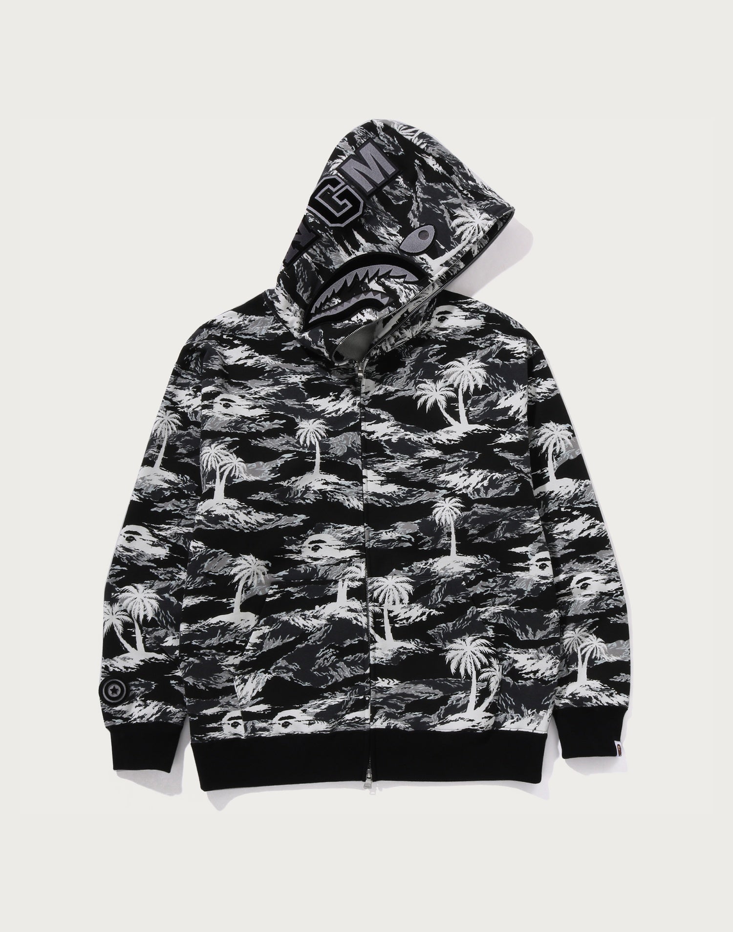 PALM TREE CAMO RELAXED FIT SHARK FULL ZIP HOODIE MENS