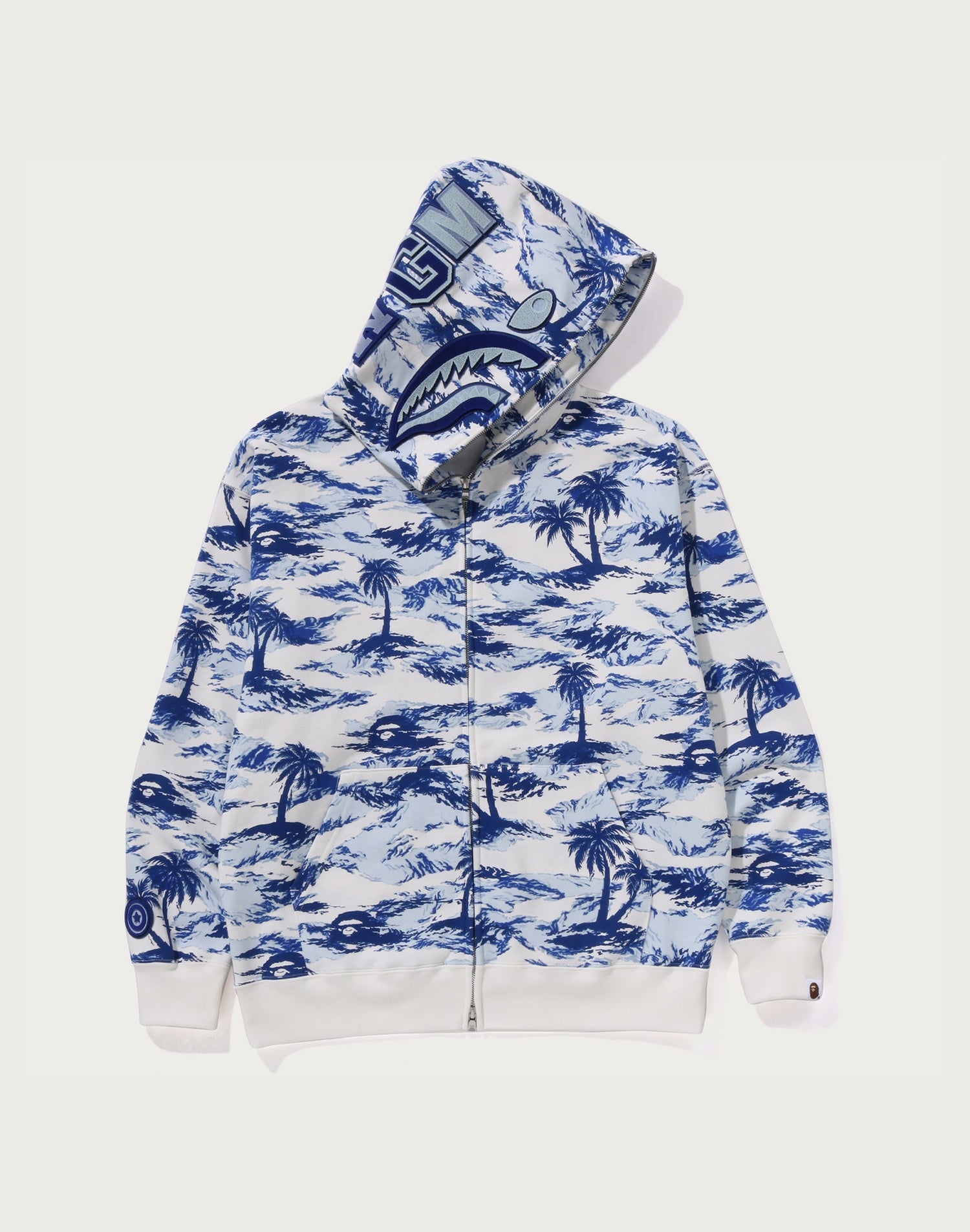 PALM TREE CAMO RELAXED FIT SHARK FULL ZIP HOODIE MENS