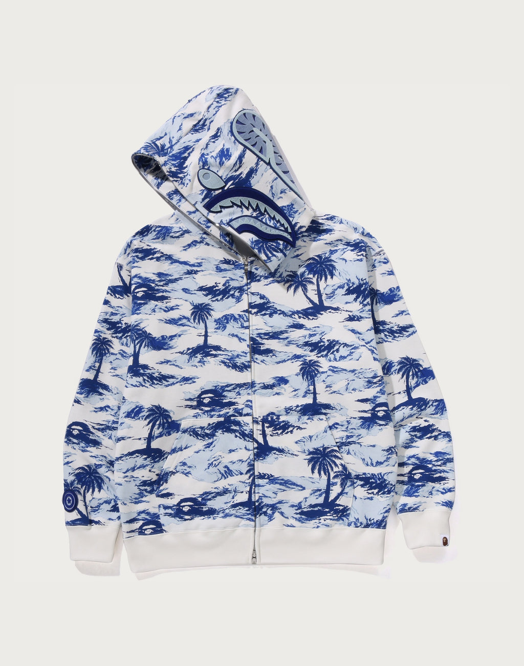 PALM TREE CAMO RELAXED FIT SHARK FULL ZIP HOODIE MENS