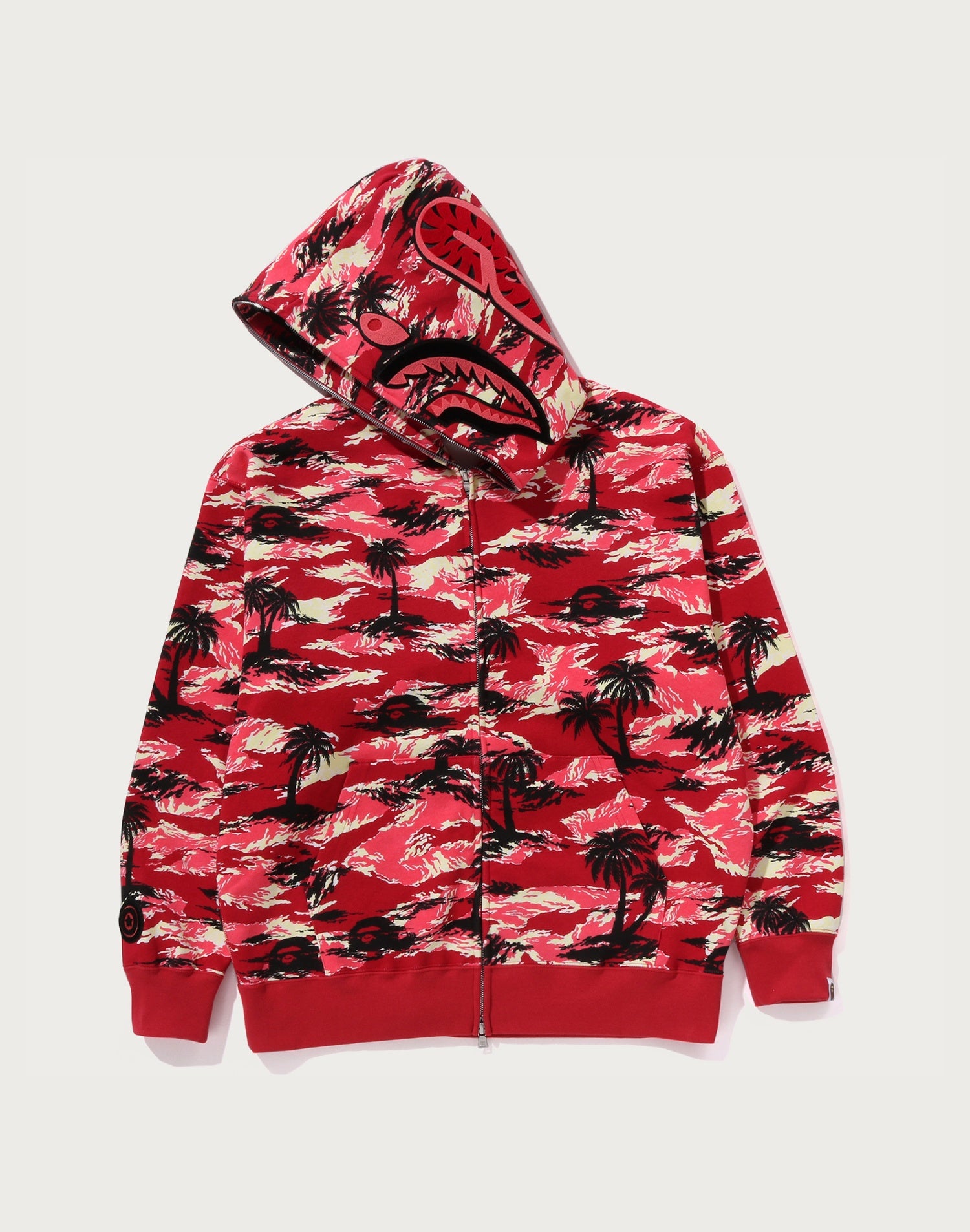 PALM TREE CAMO RELAXED FIT SHARK FULL ZIP HOODIE MENS