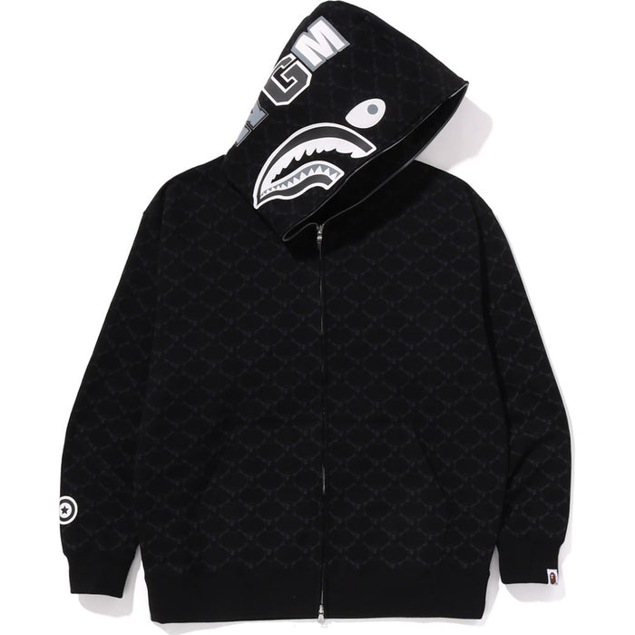 COLLEGE MONOGRAM RELAXED FIT SHARK FULL ZIP HOODIE MENS